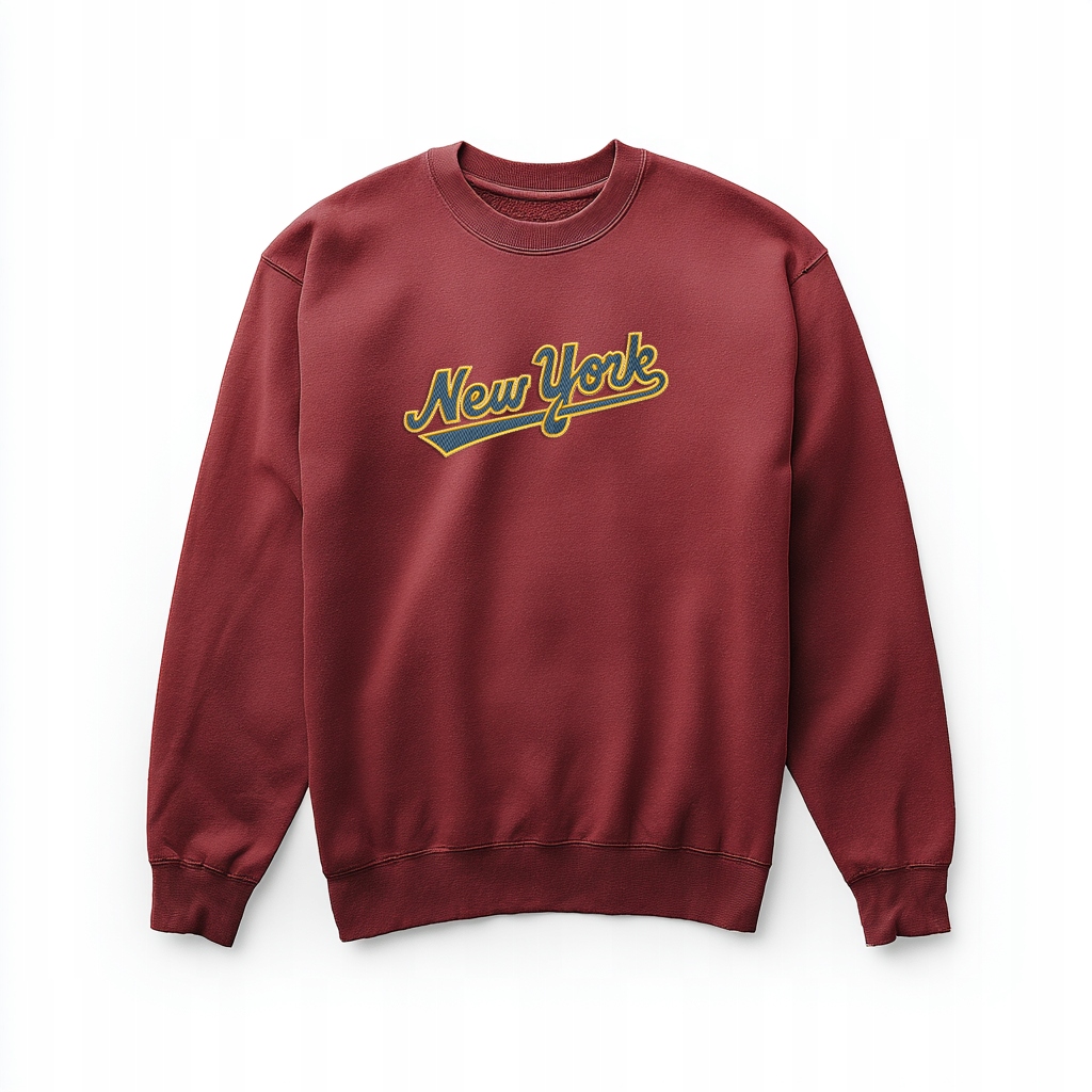 Mikina bordó s výšivkou New York, casual streetwear S