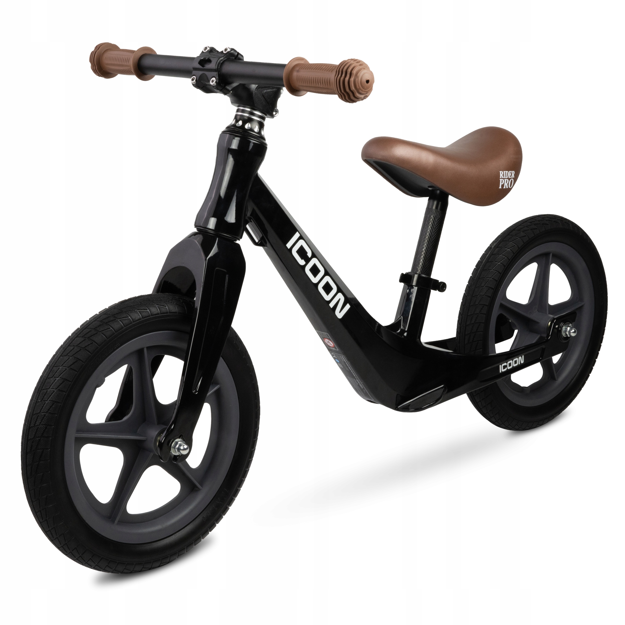 Icoon Rowerek biegowy magnez 12” lekki 3,1kg koła Pu dla dzieci 2+ czarny