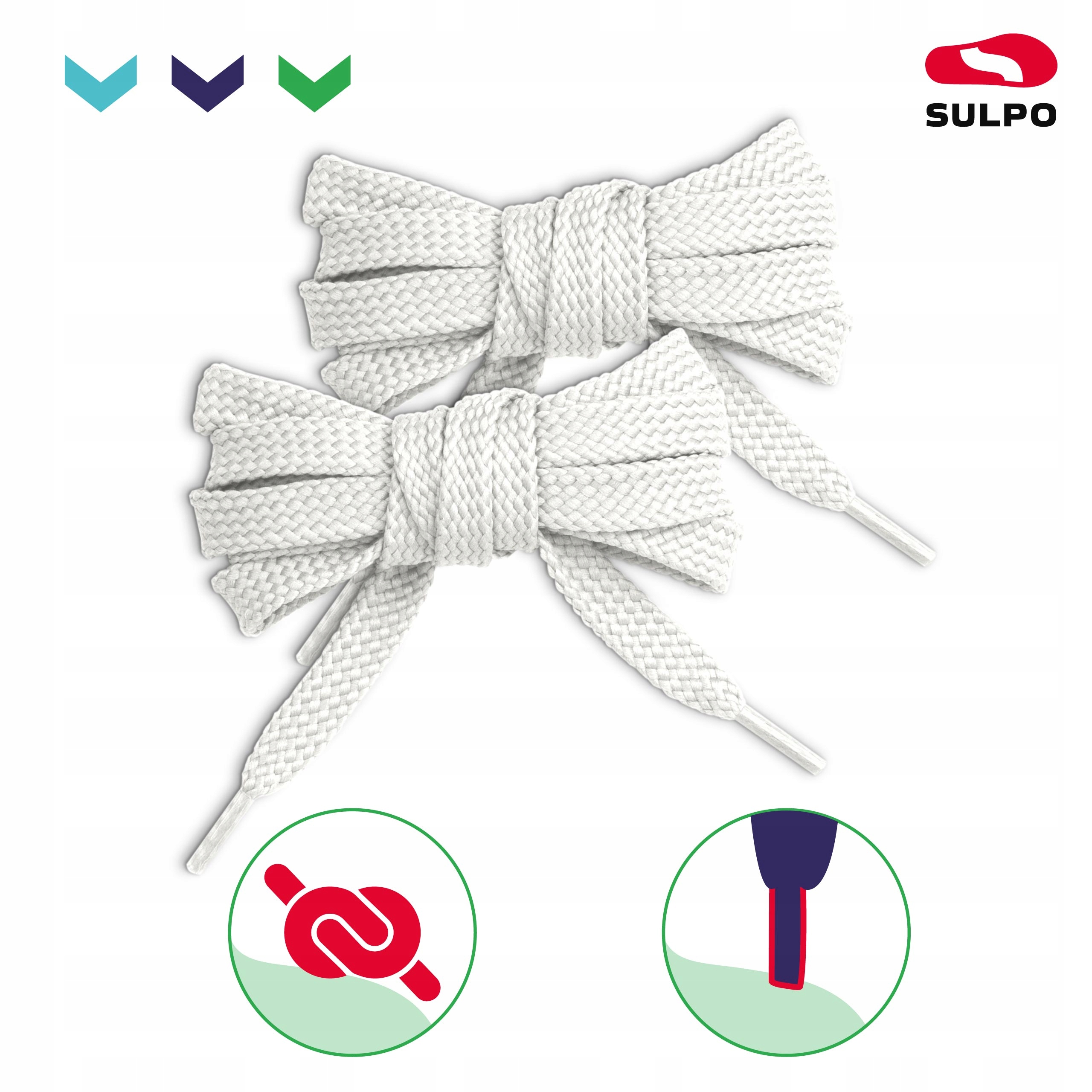 Sznurówki sznurowadła płaskie 7 mm biały 200 cm Marka Sulpo