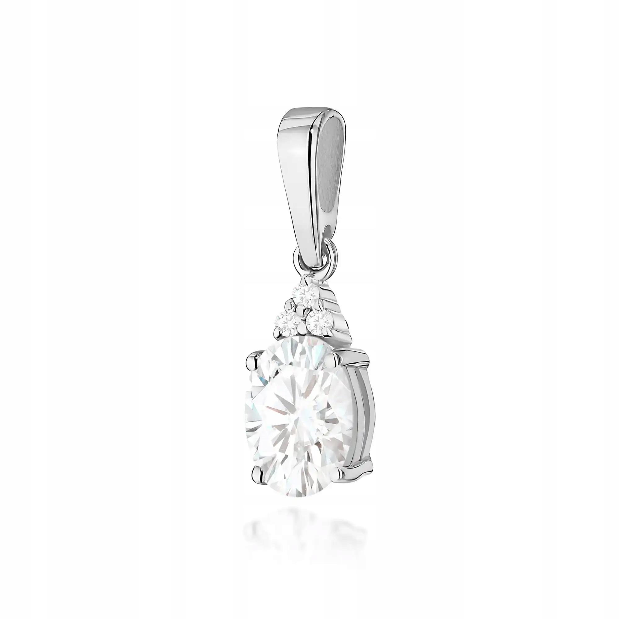 Zlatý přívěsek pro ženu 585 s diamantem, bílé zlato, lesklý, módní