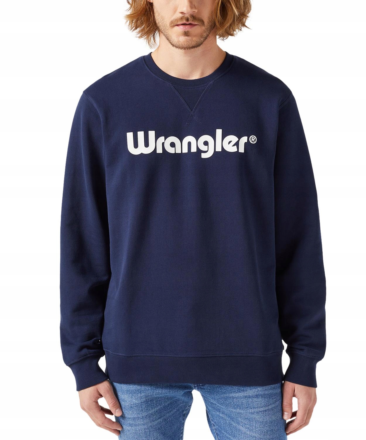 Wrangler mikina tmavě modrá navy bavlna logo crew neck okrouhlý límec XXL
