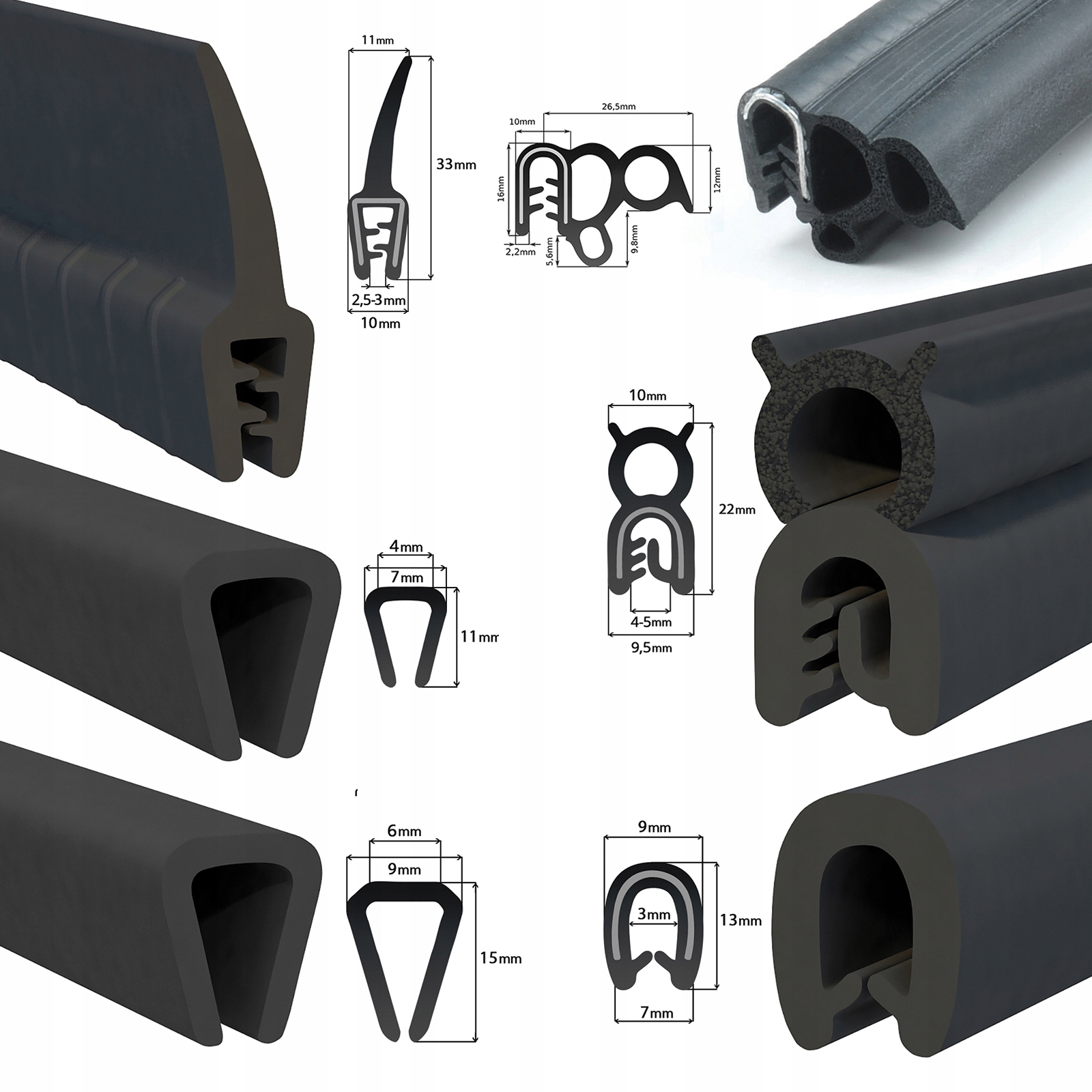 Uszczelka Krawędziowa Osłona na Krawędź Rant Gumowa 3mm T-45 1m Producent części nieznany producent