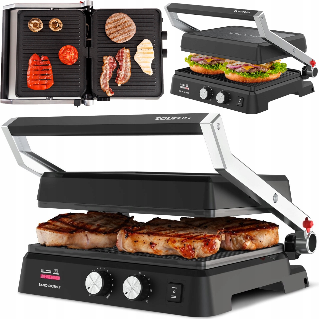 Elektrický Gril Opékač Panini Rozkládací Taurus Bistro Gourmet 2600W
