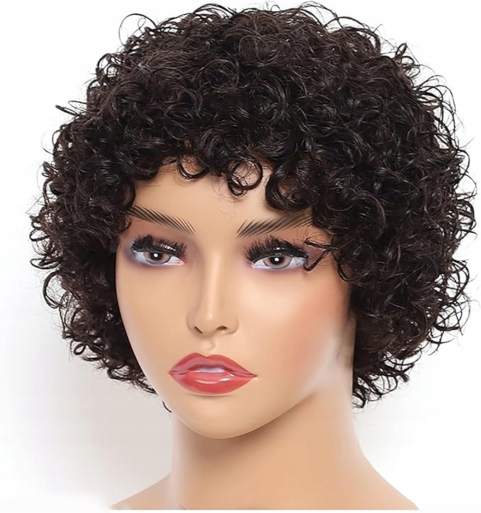 Paruka z lidských vlasů krátká Loki Kudrnaté Vlasy Tmavě Hnědá Debut