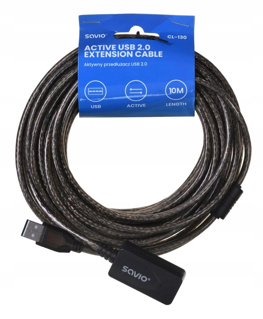 Savio Przedłużka Portu Usb Aktywna 10M Usb Am – Usb Af CL-130