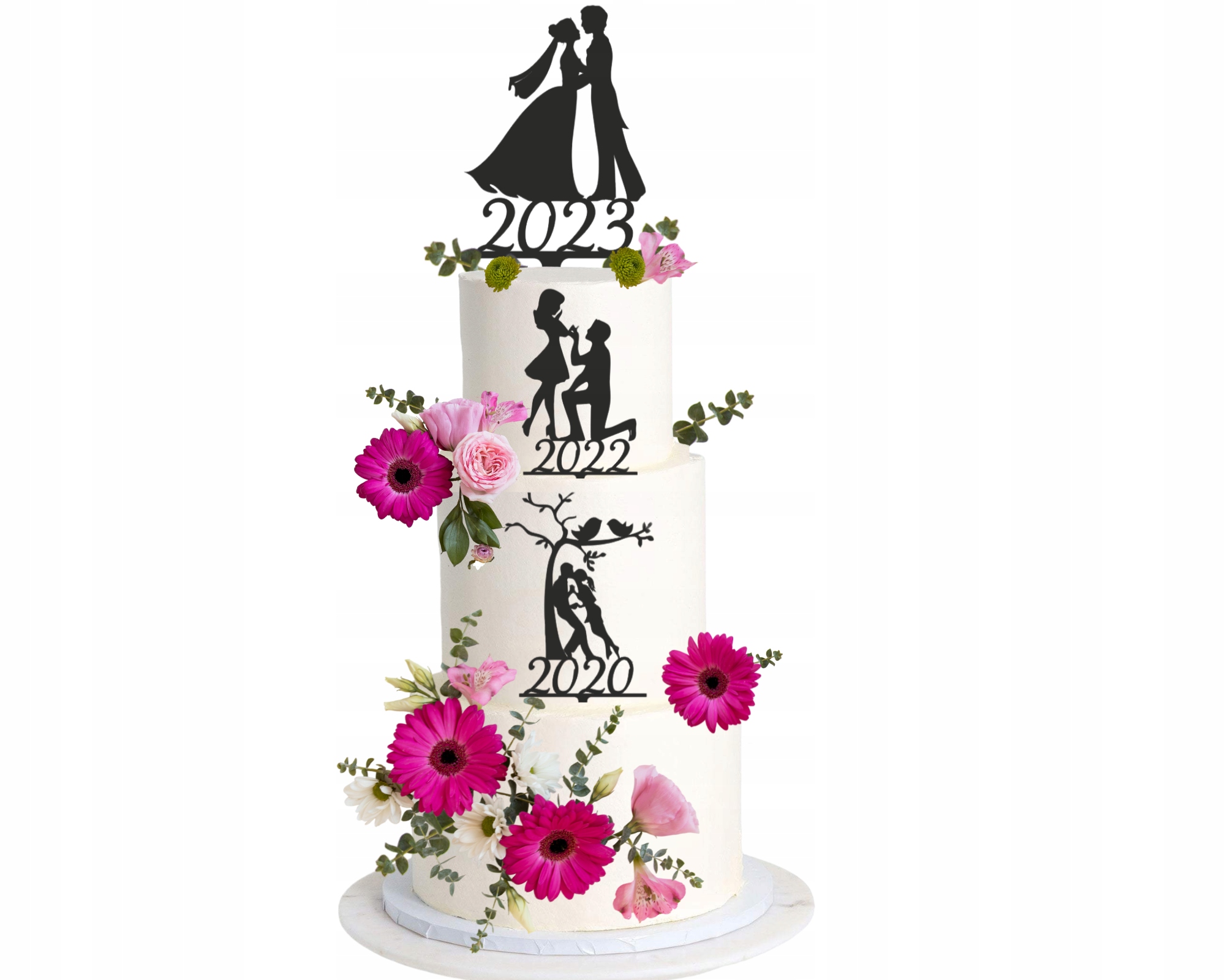 Toppery na tort HISTORIA WASZEJ MIŁOŚCI z datami Kod producenta TOP-HMx3-W2