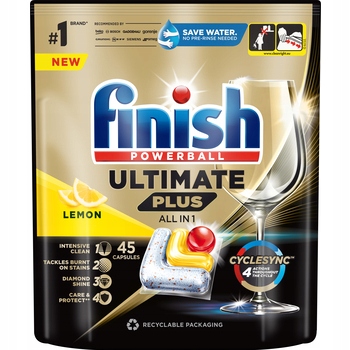 FINISH zestaw Kapsułki 45 lemon+ FINISH SÓL 1,5 KG + PŁYN NABŁYSZCZAJĄCY