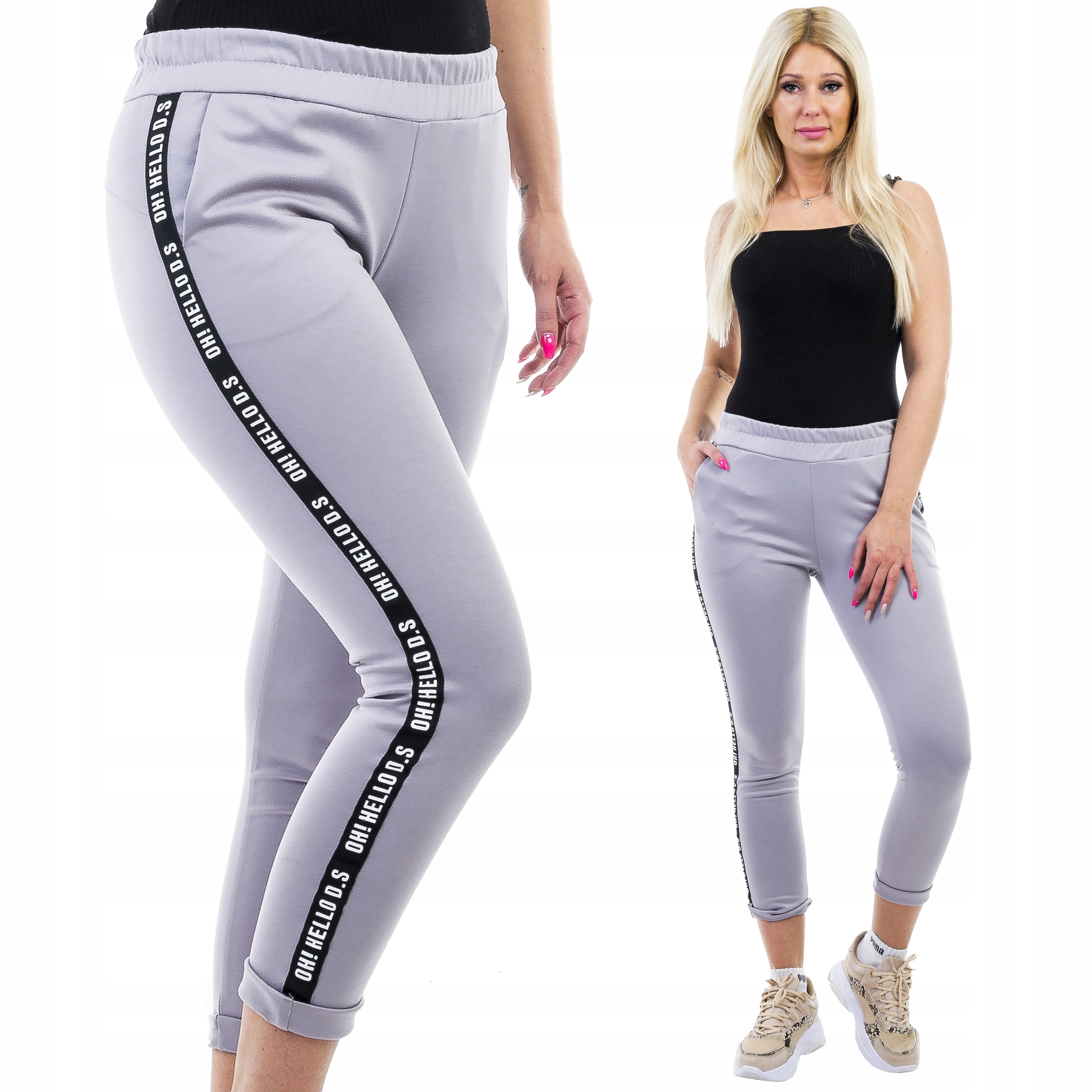 

S260 Spodnie z Lampasem Dres Szare r. 5XL (50)