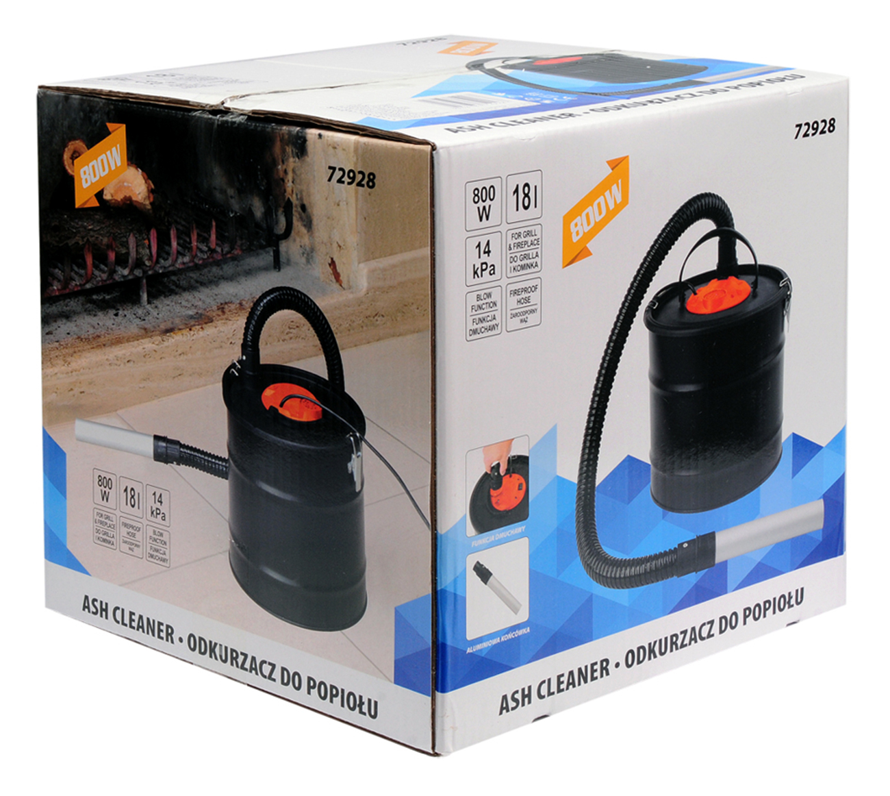 ODKURZACZ DO POPIOŁU Z KOMINKA GRILA 18L 800W Marka Toya