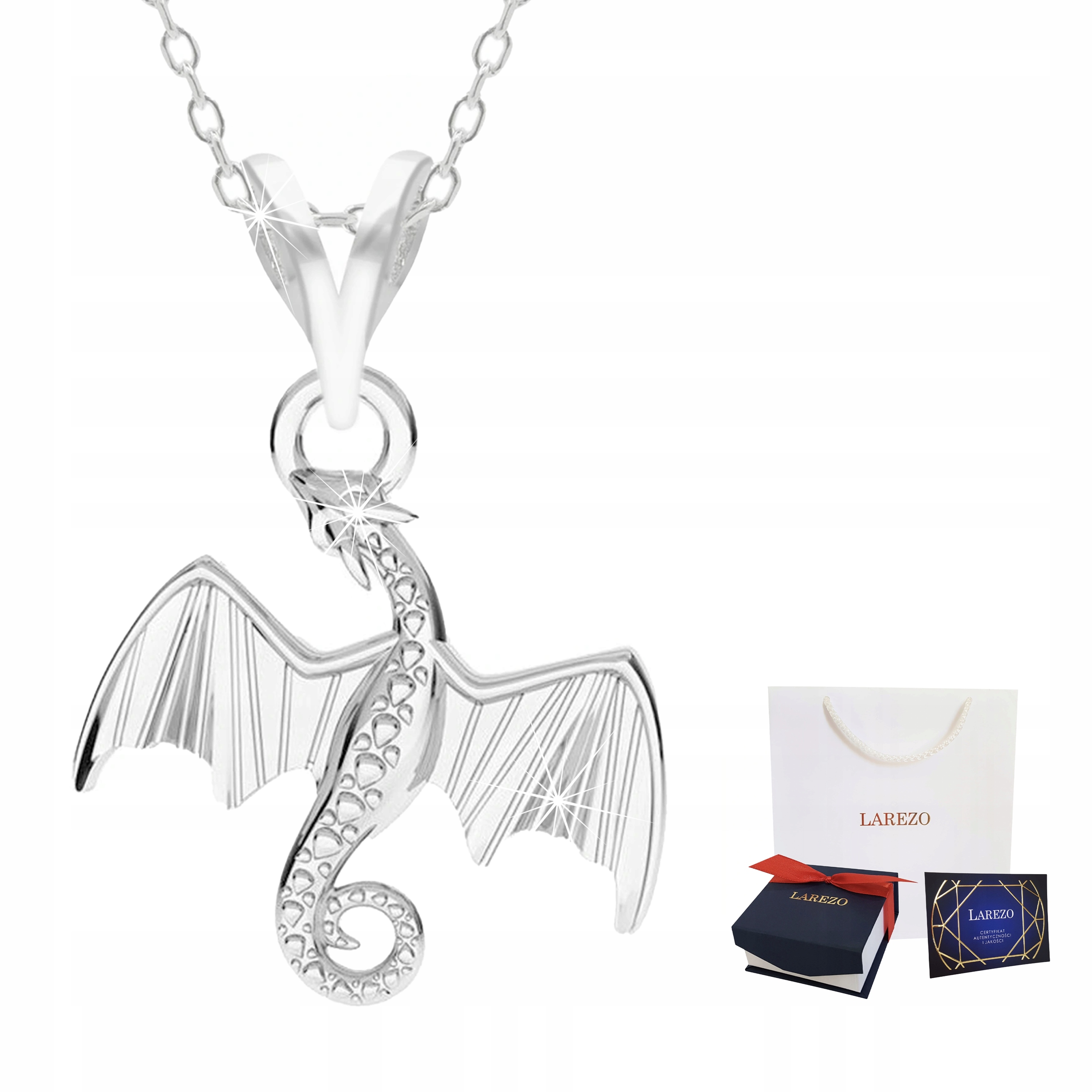 

Łańcuszek srebrny naszyjnik 925 Smok Dragon