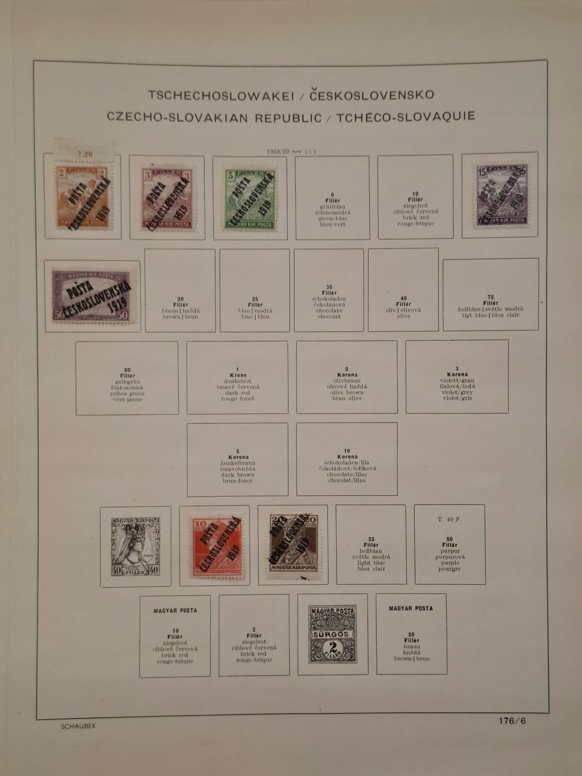 Znaczki Czechosłowacja strona z klasera Czechy