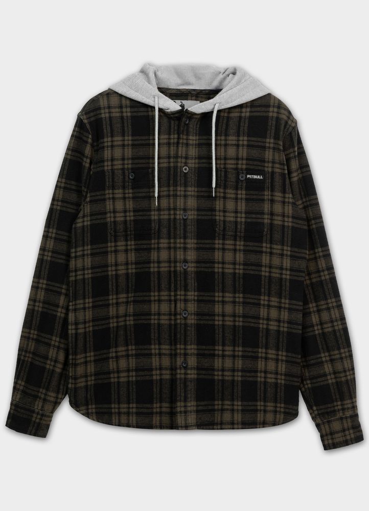 Pánská flanelová košile s kapucí Pitbull Woodson Košile s mřížkou Bavlna