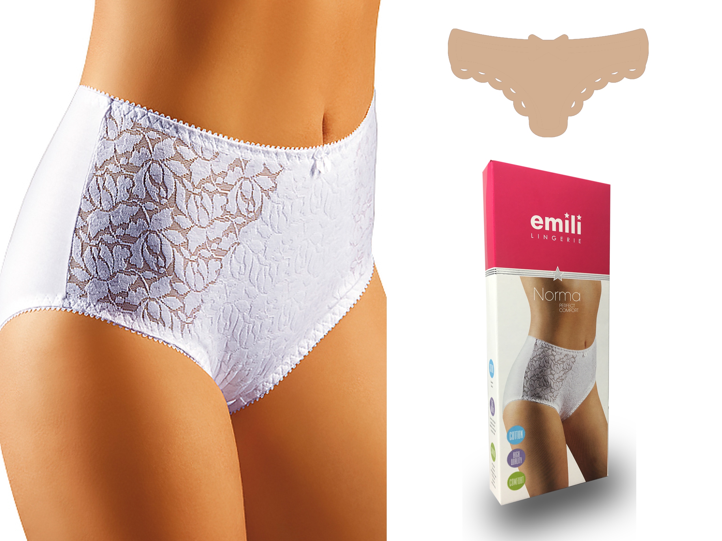 

Emili Norma Koronkowe Figi Bawełna beżowy 2XL