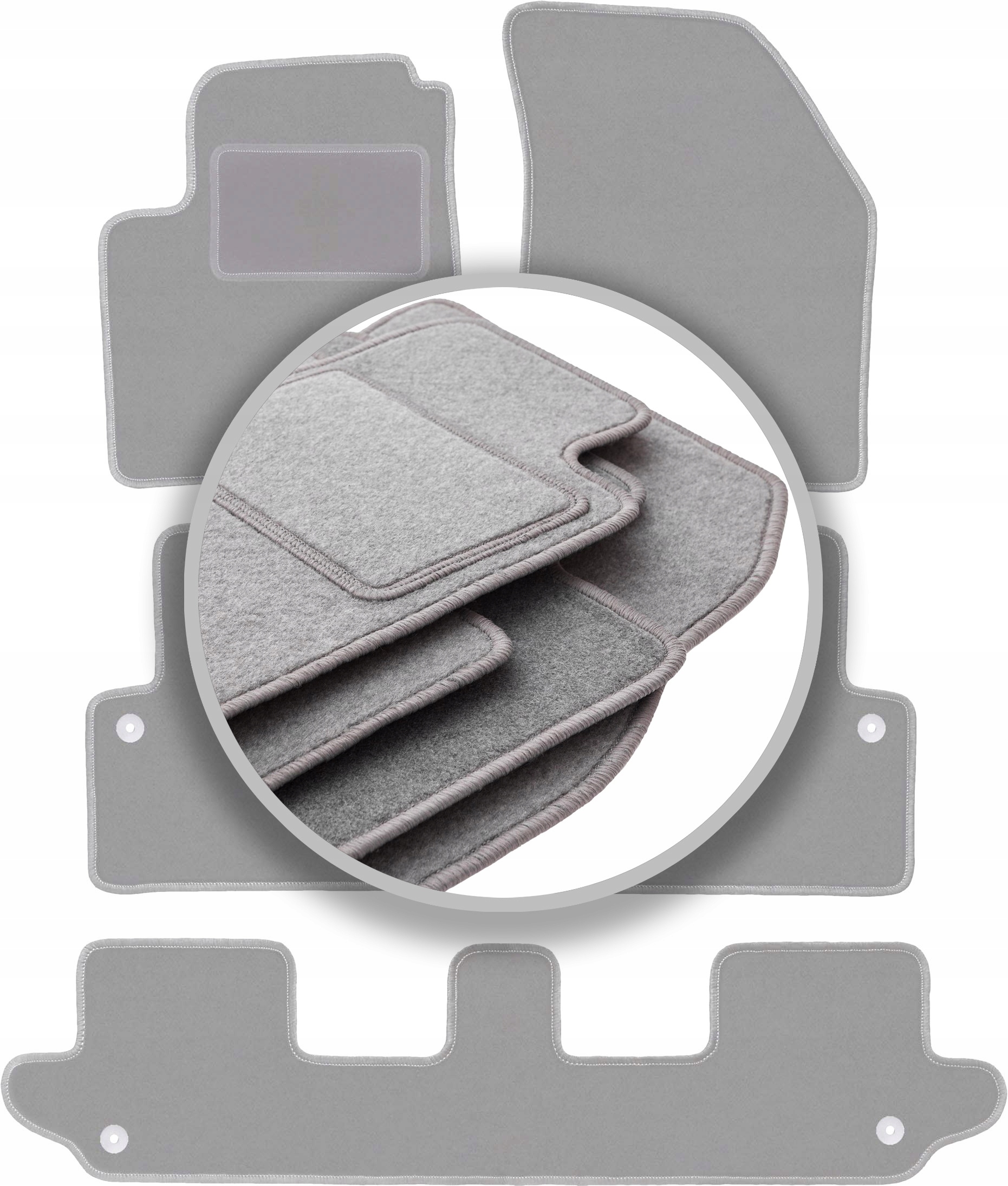 Velurové koberce Oslo šedé pro: Volvo XC90 I Suv 7 os. 2002-2014
