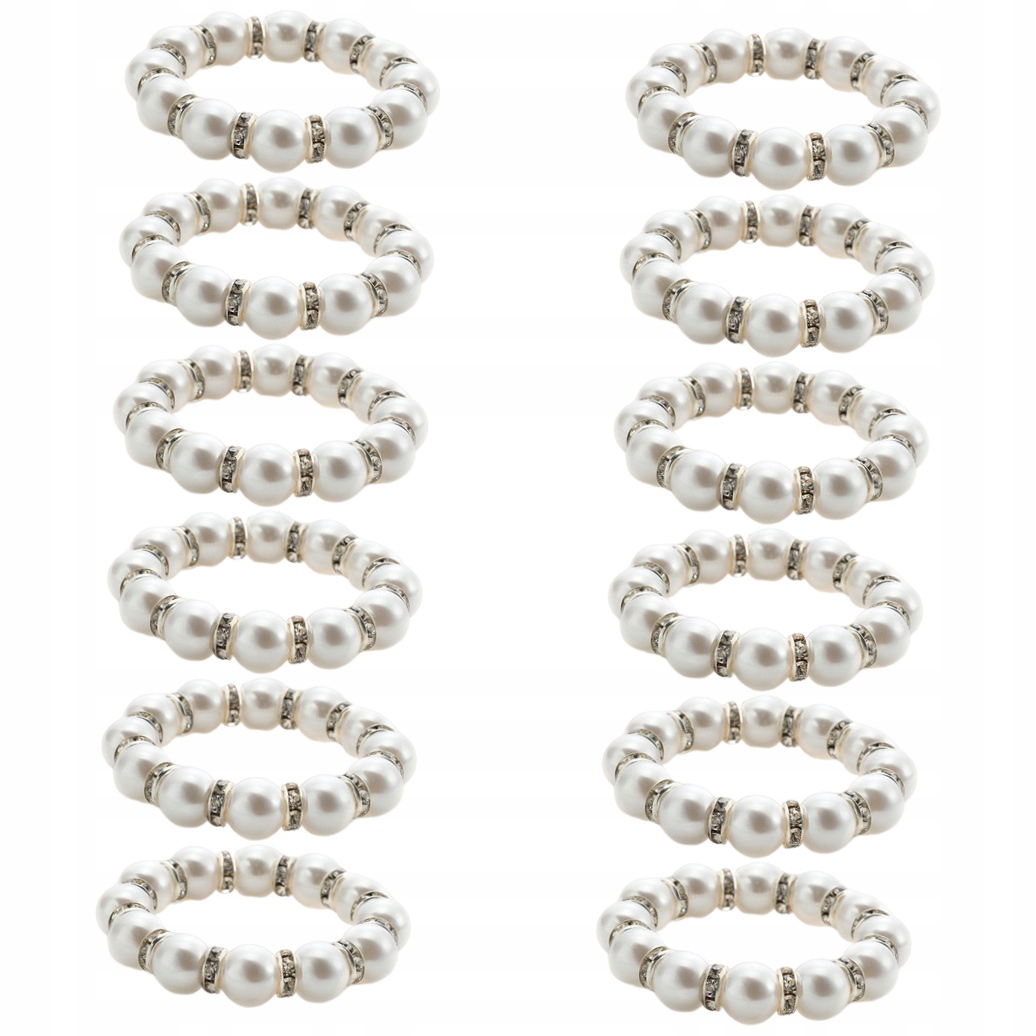 12 SZT. PERŁOWE PIERŚCIONKI NA SERWETKI PERŁOWE PODSTAWKI NA SERWETKI