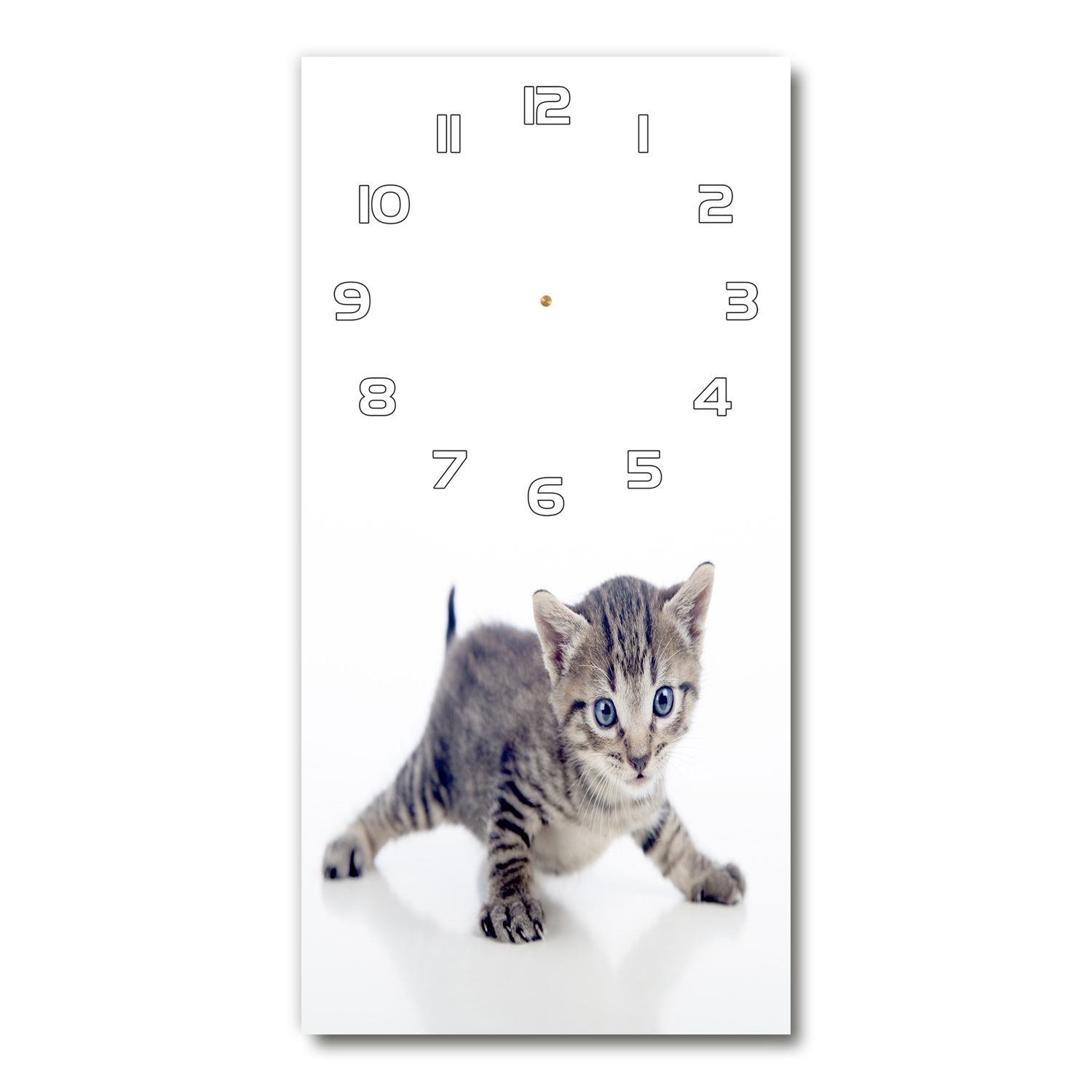 

Cichy szklany zegar na ścianę Mały kot 30x60 pion