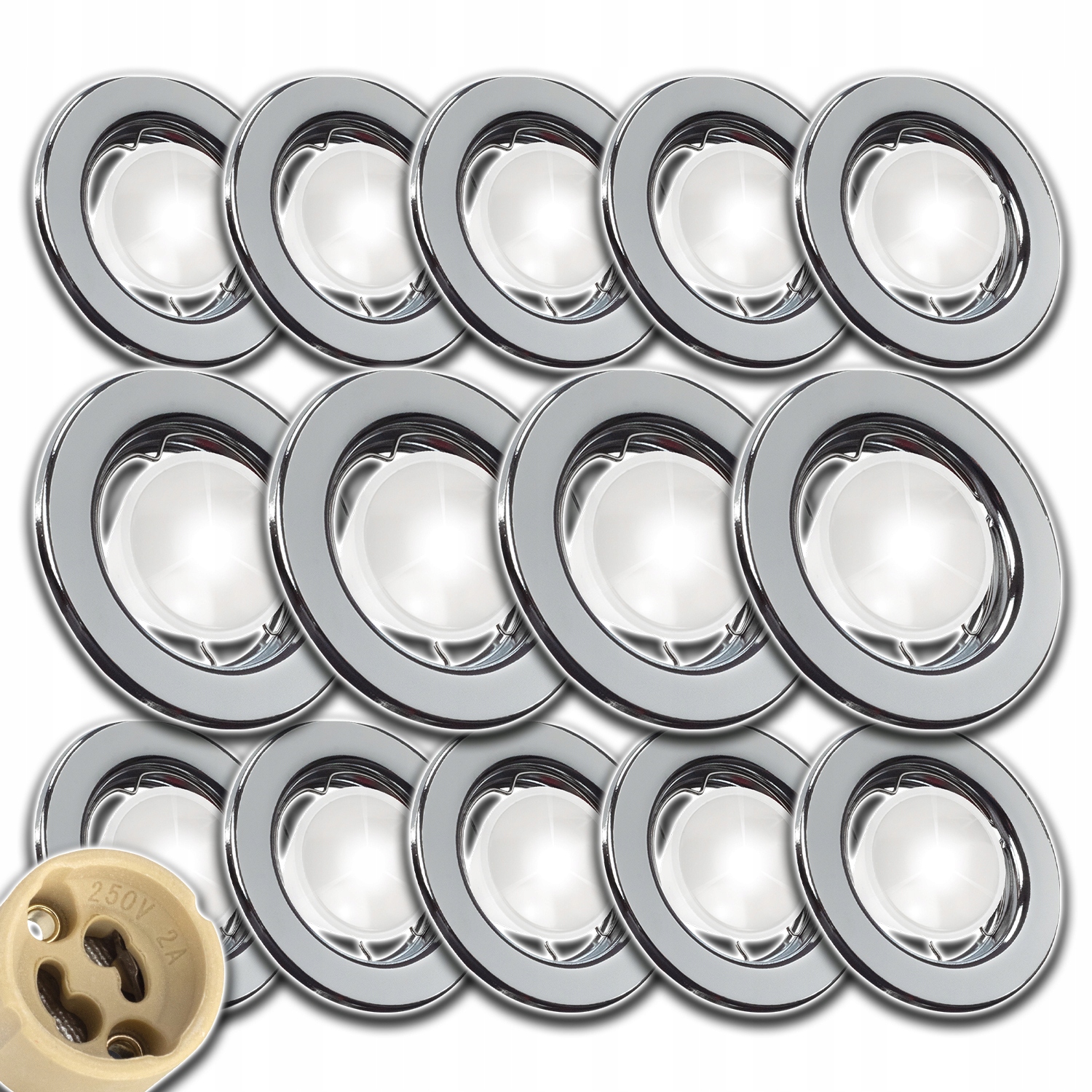 14xALUMINIOVÁ Podomítková Stropní Objímka Barva Chrom Zásuvka GU10