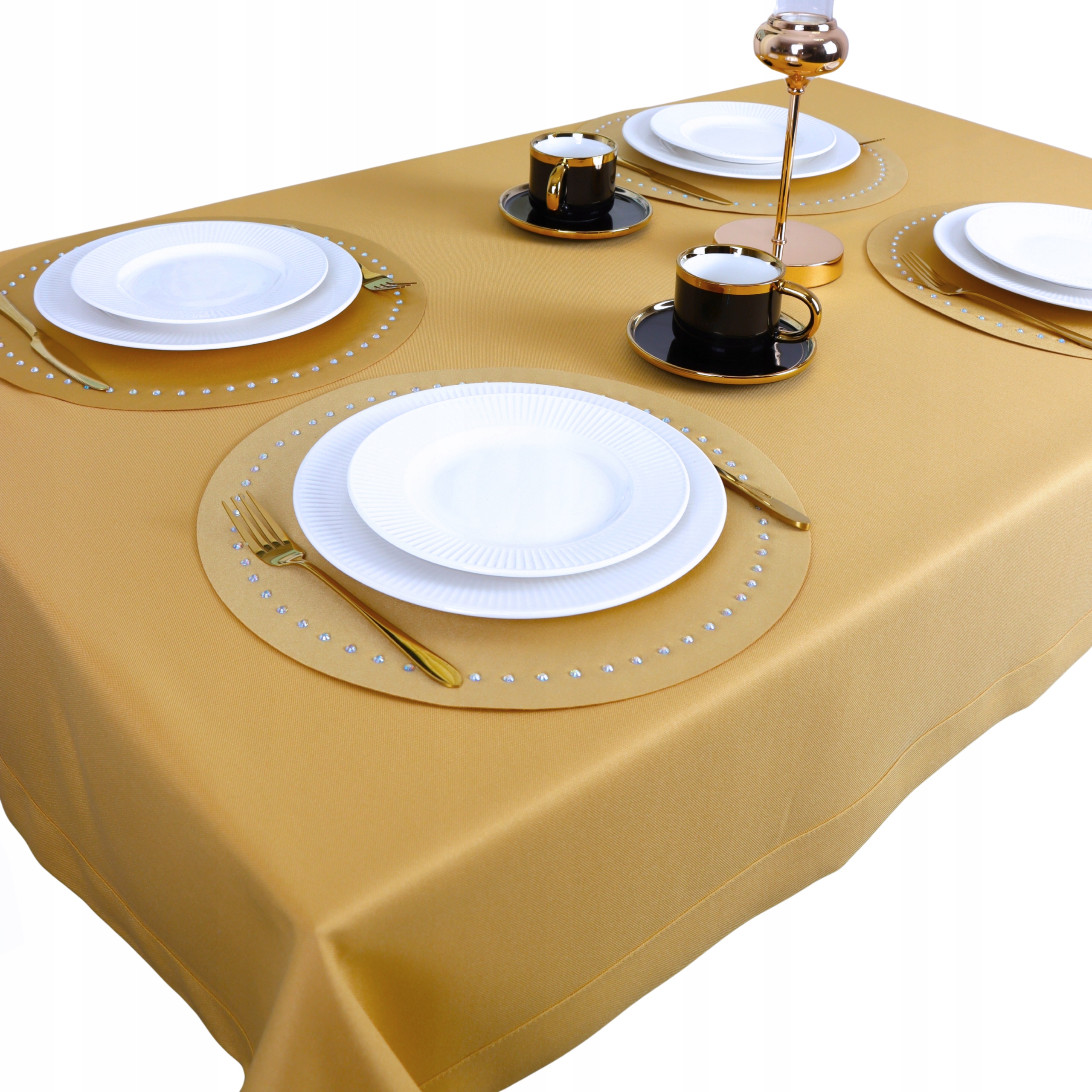 Obrus Na Stół Panama 180x140 Złoty Plamoodporny Gładki Dekoracyjny