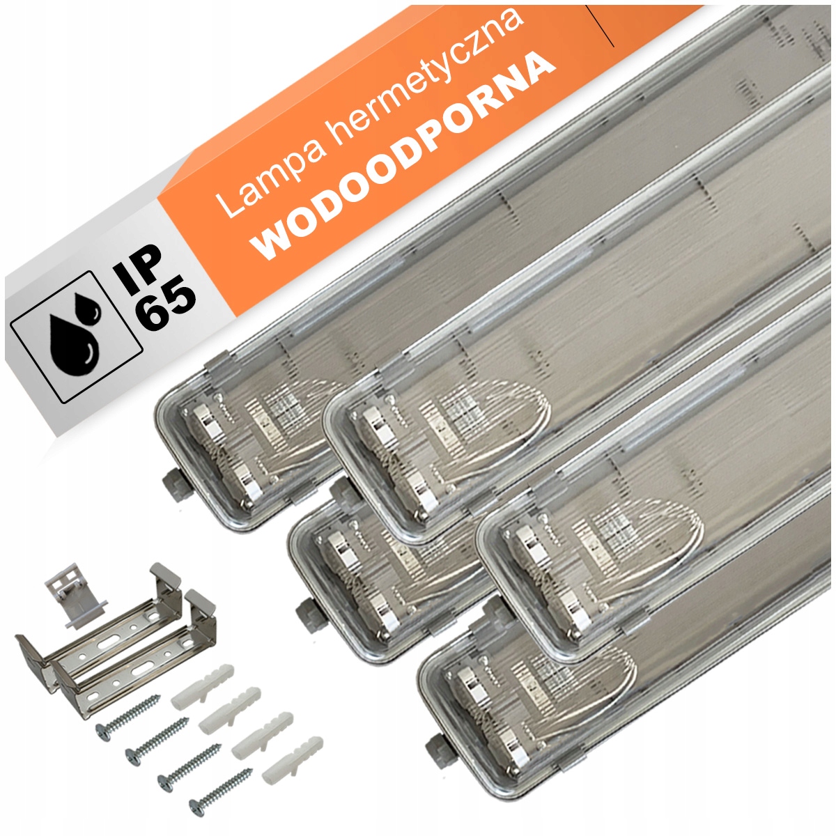 5x Hermetická dílenská lampa 2x120 cm