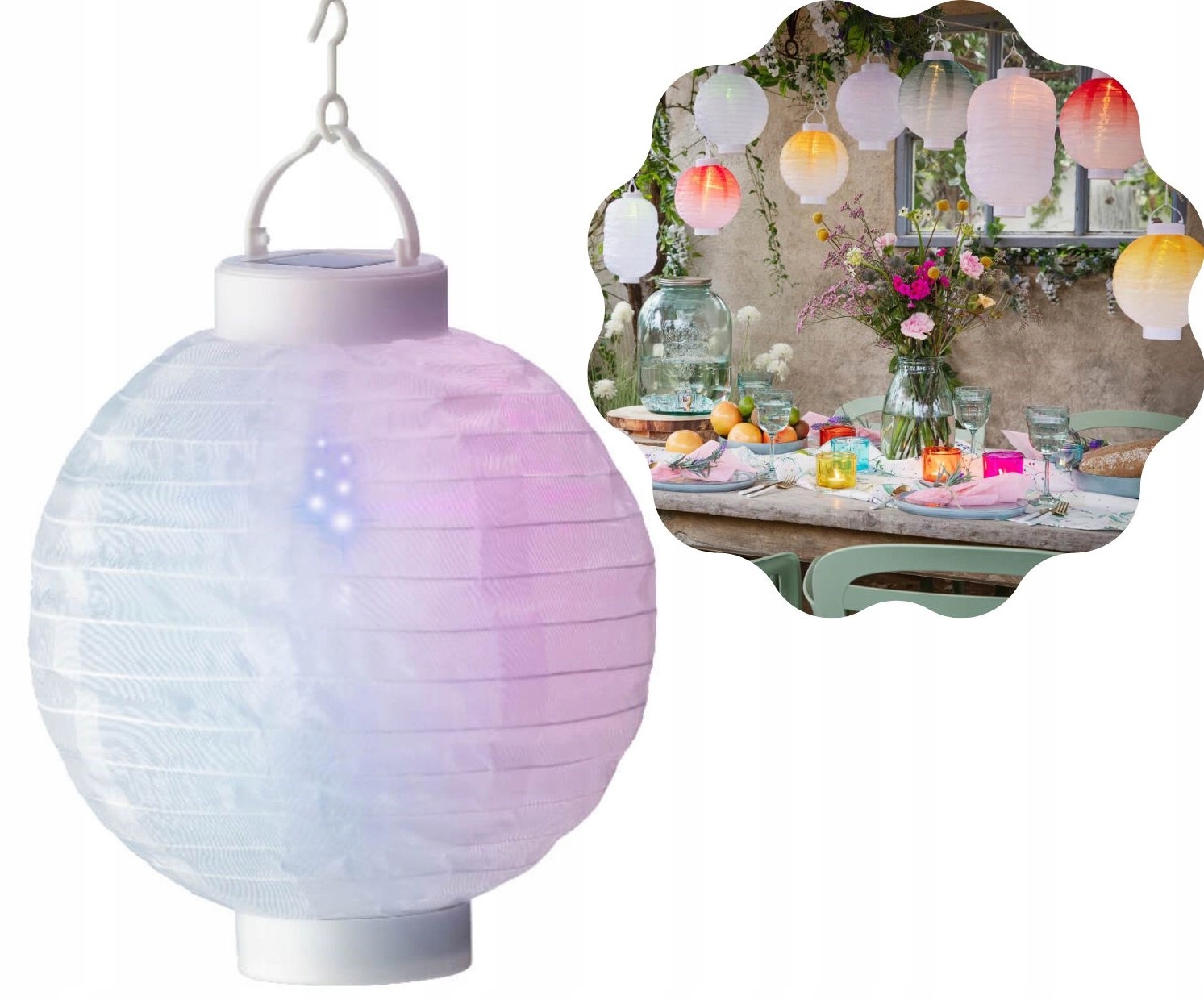 

Lampion biała kula 20 cm Solar Led kolor lampa