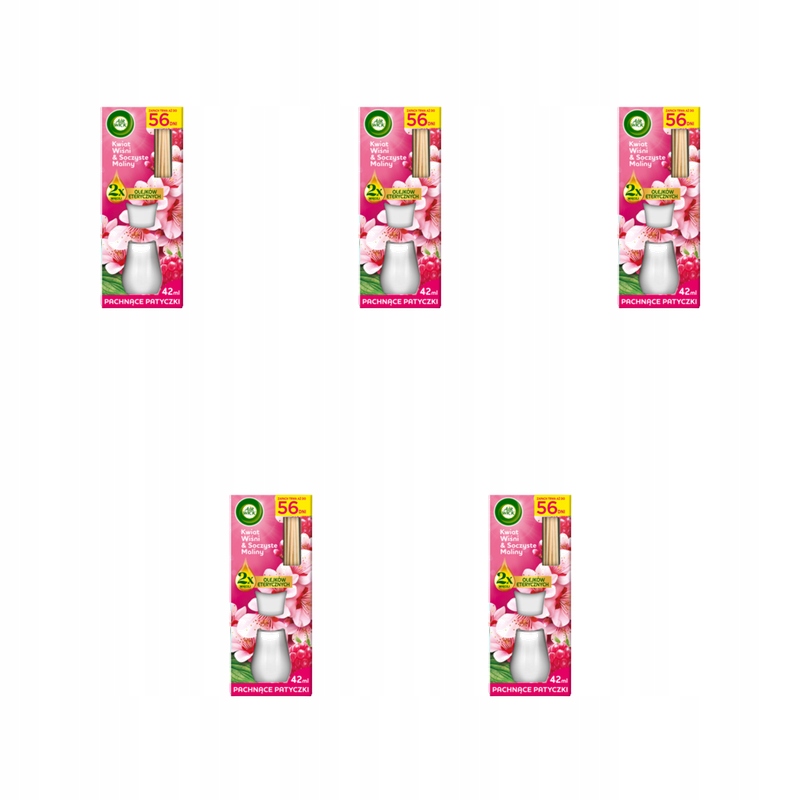 Air Wick Vonné tyčinky Višňový Květ a šťavnaté maliny 42 ml X5