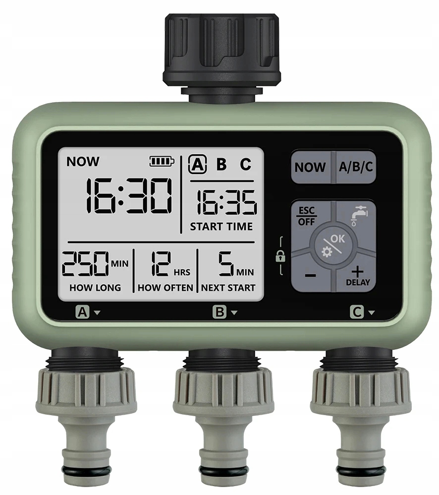 Potrójny Elektroniczny Sterownik Nawadniania Podlewania Na Kran LCD