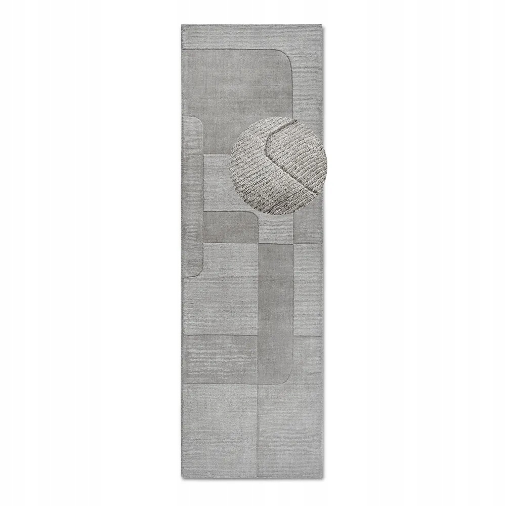 Behúň vlnený do chodby 80x250cm, sivý moderný 3D vzor
