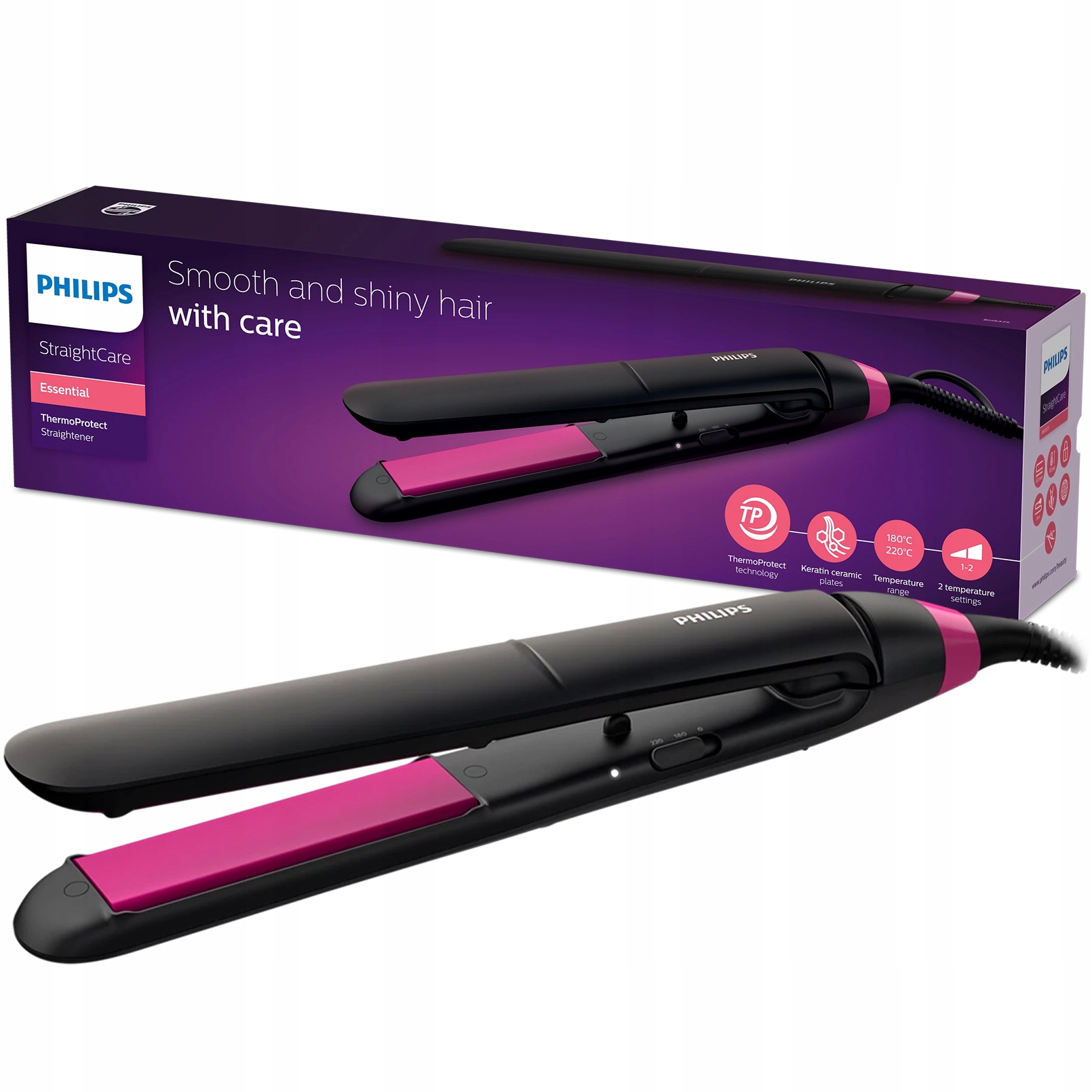 Prostownica Philips ThermoProtect BHS375/00 – ceramiczna, ochrona włosów-Zdjęcie-0