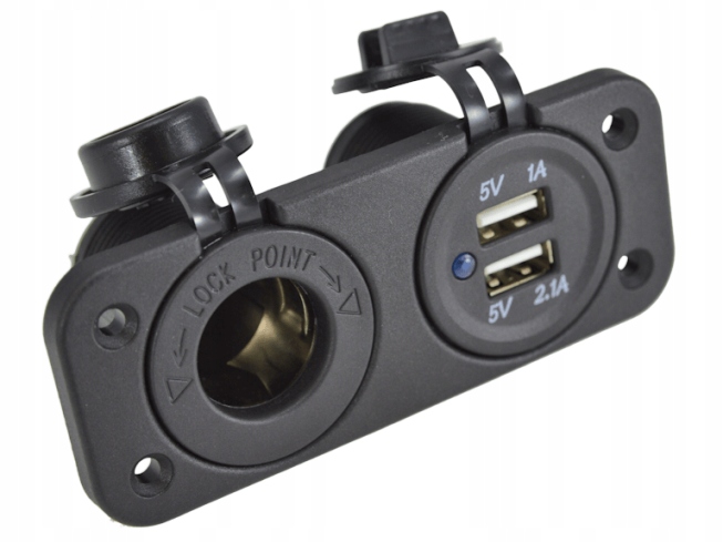PANEL / GNIAZDO ZAPALNICZKI + ŁADOWARKA 2x USB 12V