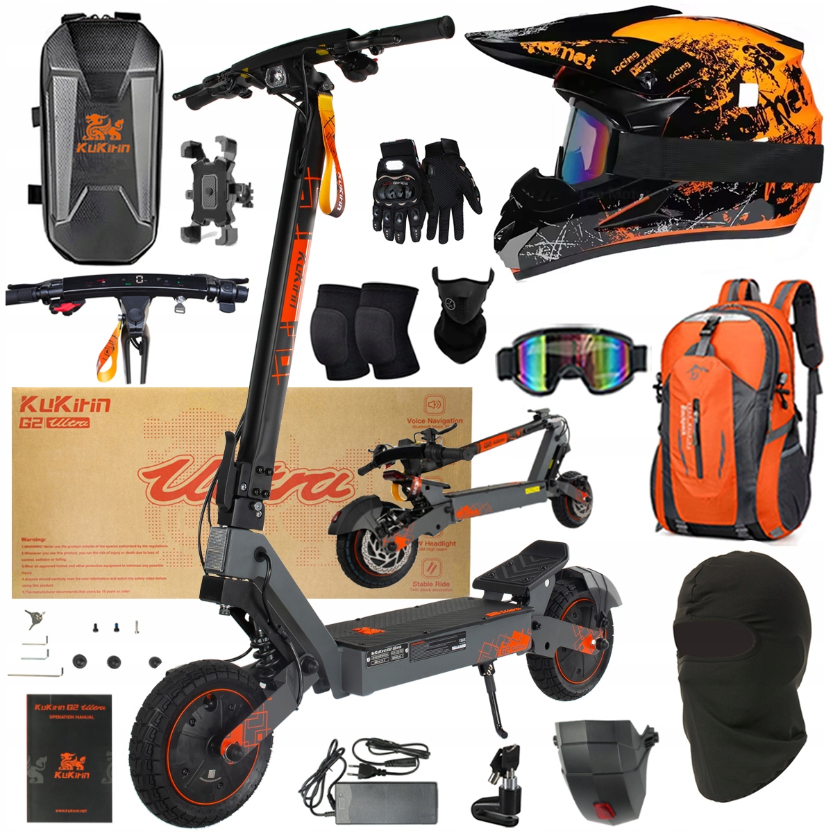 Kukirin G2 Ultra elektrické vozidlo 2000W 55km/h 55KM 48V18Ah 10" dárky