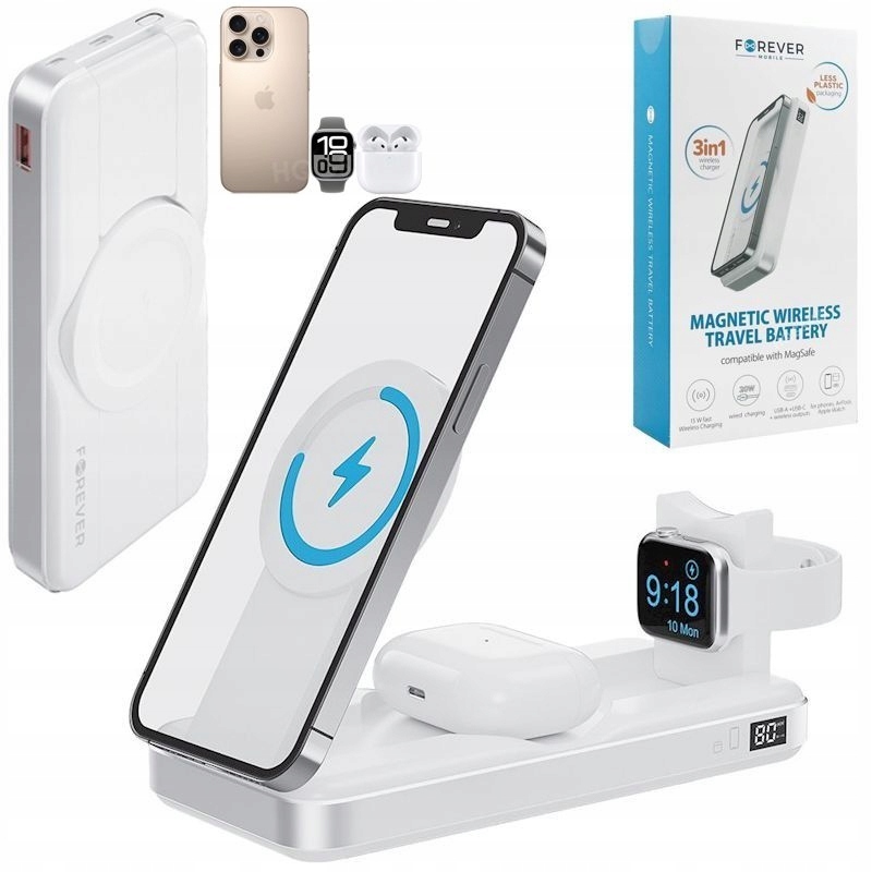 Stolní nabíječka, Powerbanka 10000 mAh s funkcí Magsafe pro Apple iPhone Watch