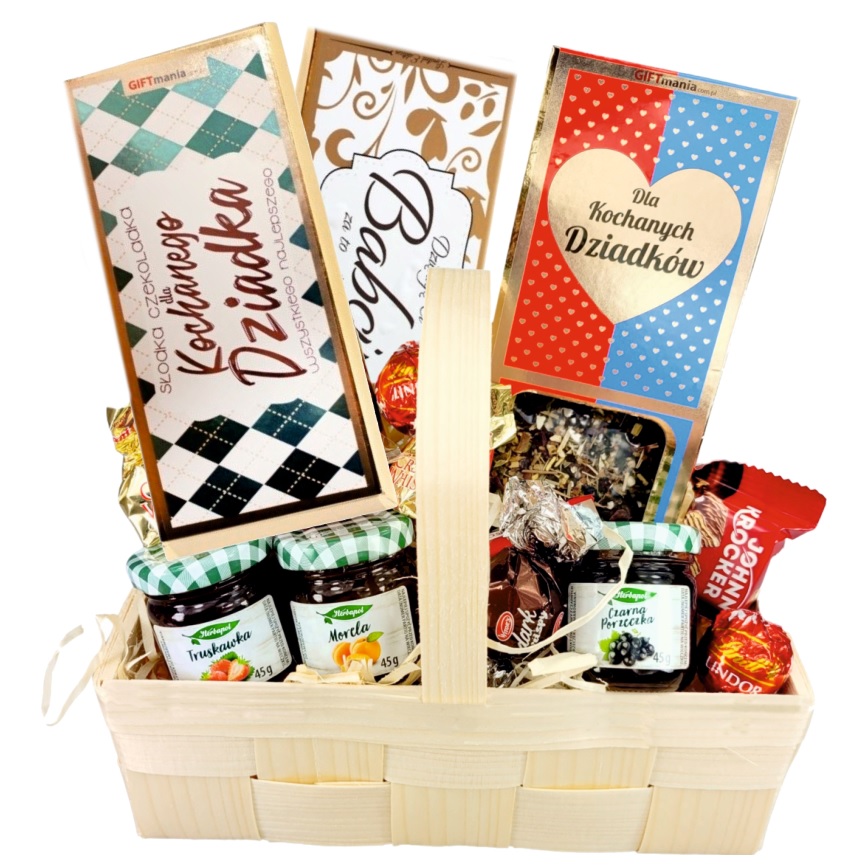 Levně Košík na Den babičky a dědečka dárek Čaj čokoláda pro babičku