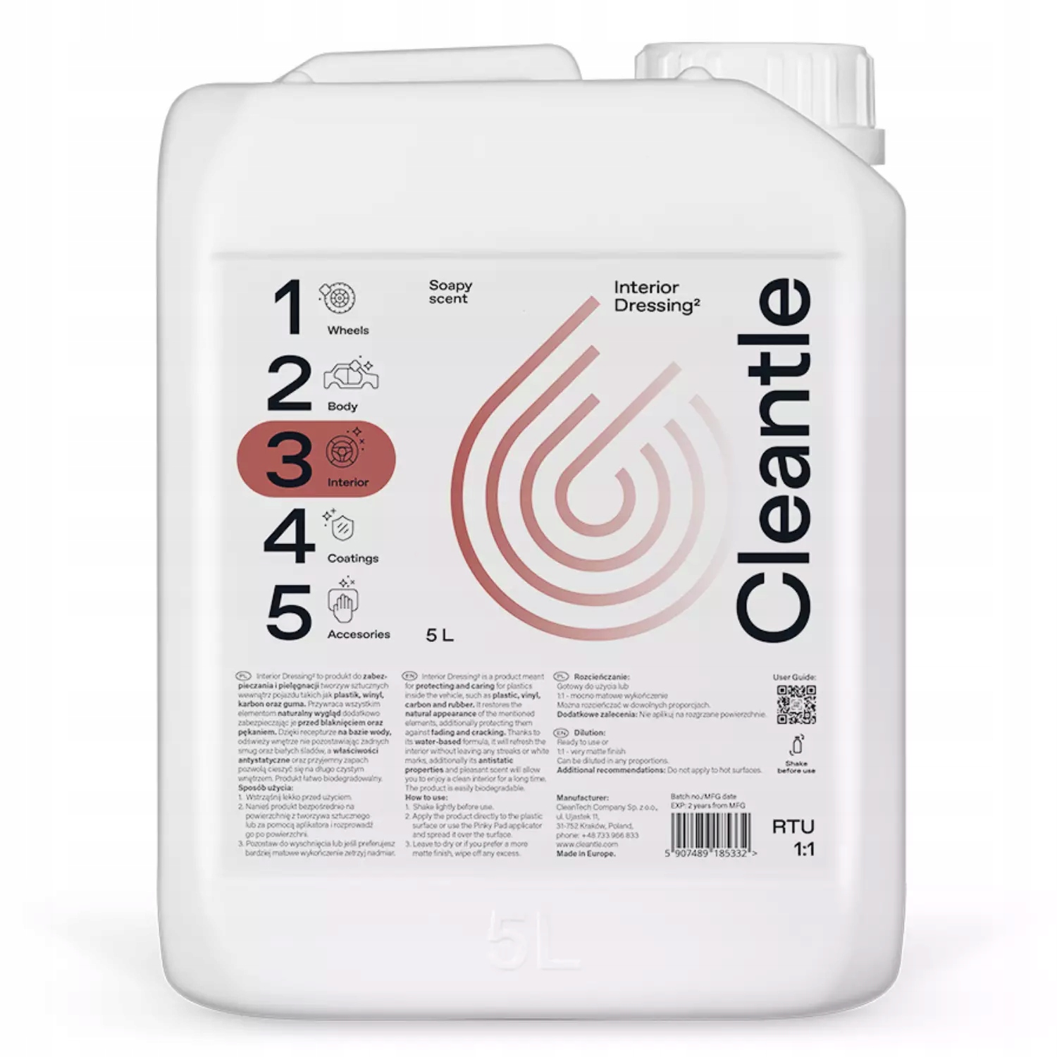 Cleantle Interior Dressing² 5L Soap Scents