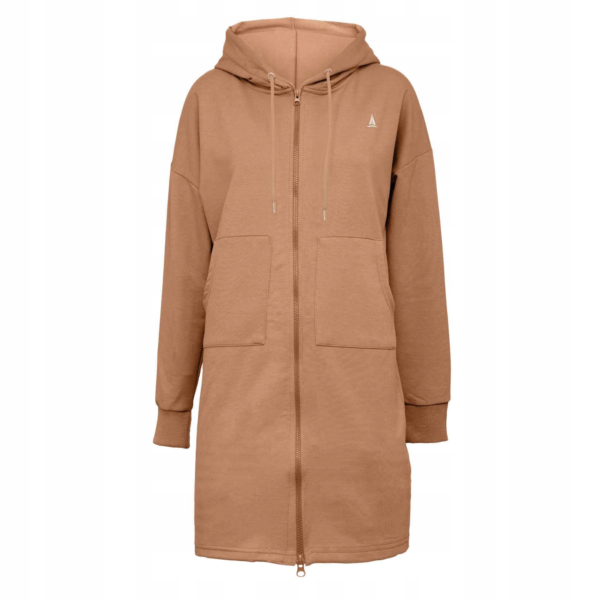 Dlouhá rozepínací mikina dámská s kapucí tunika béžová Captain Mike XXL