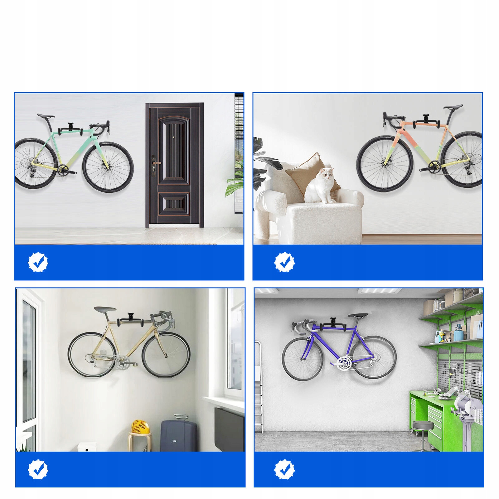 Uchwyt Ścienny do Roweru, Stojak na Rowery na Ścienny, Hak Rowerowy Ścienny Liczba stanowisk 1