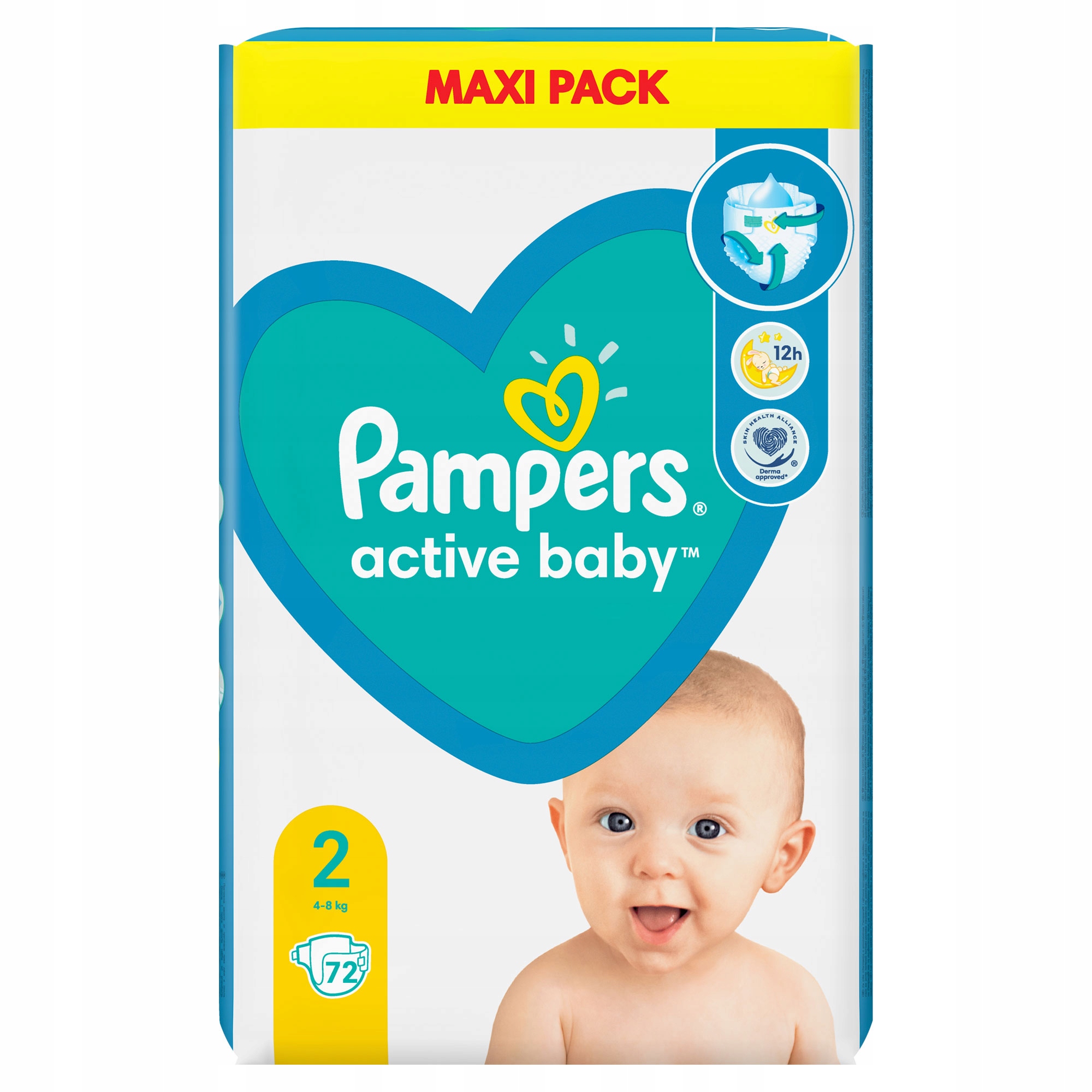 PAMPERS 2 ACTIVE BABY 4-8KG PIELUCHY PIELIUSZKI DLA NIEMOWLĄT 72 SZT