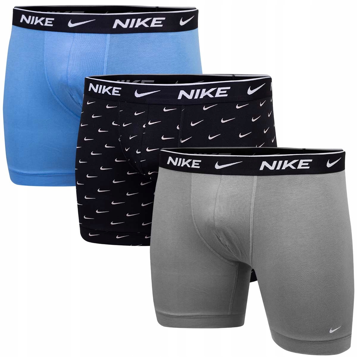 Nike Bokserki Męskie Majtki Boxer Brief 3PK Czarne/szare/niebieskie r.L