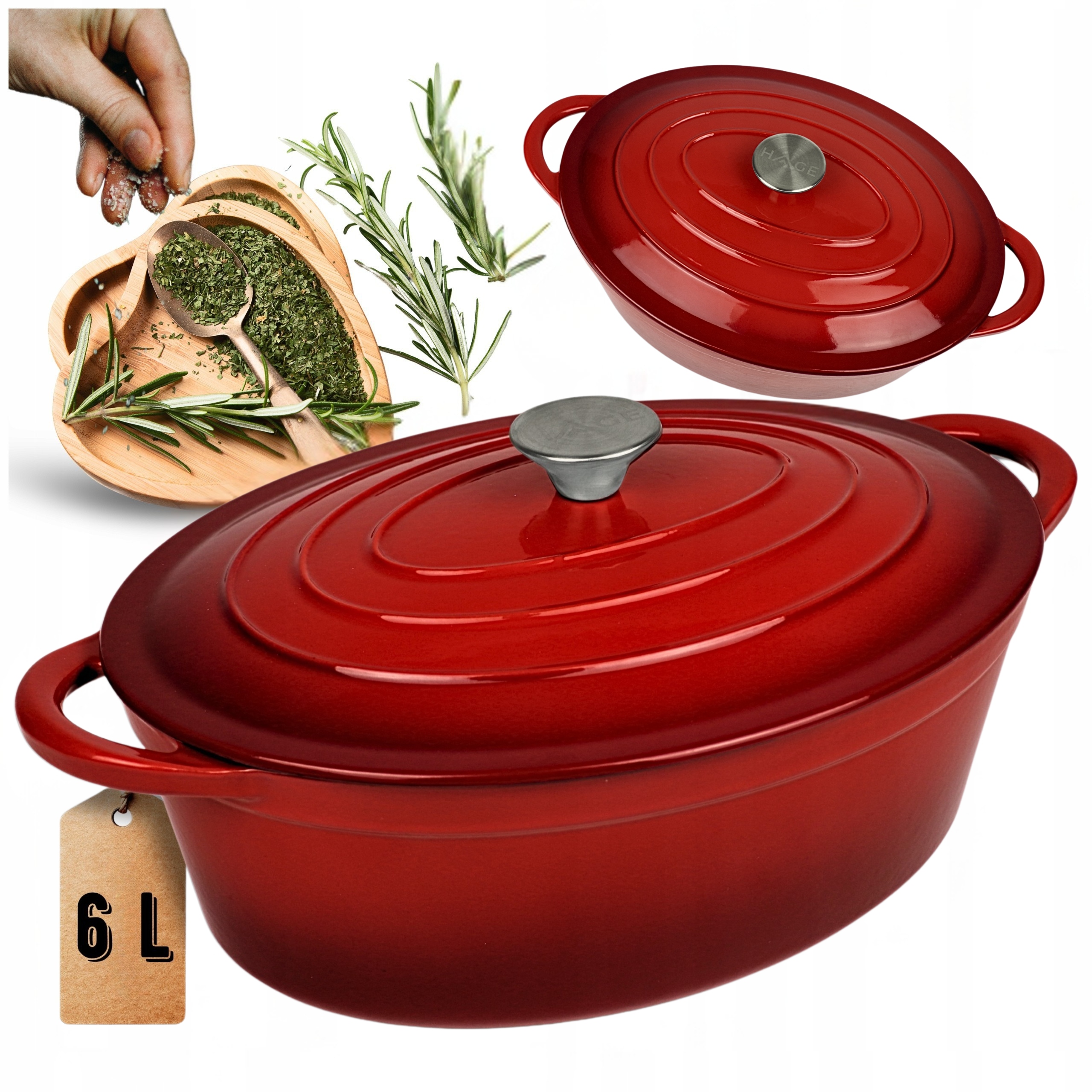 Robustní Pekáč Litinový Smaltovaný Velká Indukce Plynová Trouba Hrnec 6 L