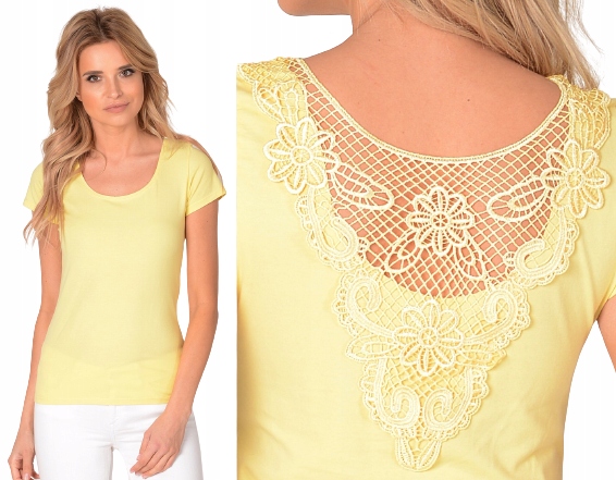 

Bawełniana Bluzka Koszulka z koronką M/L