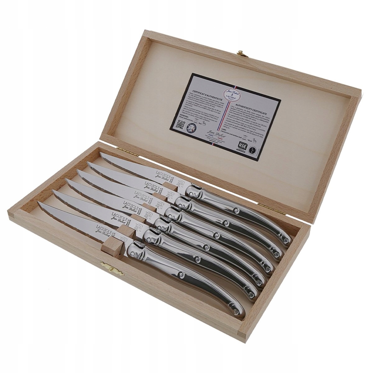 Nože Laguiole v drevenej krabičke nerezová oceľ L'elysee Jean Dubost