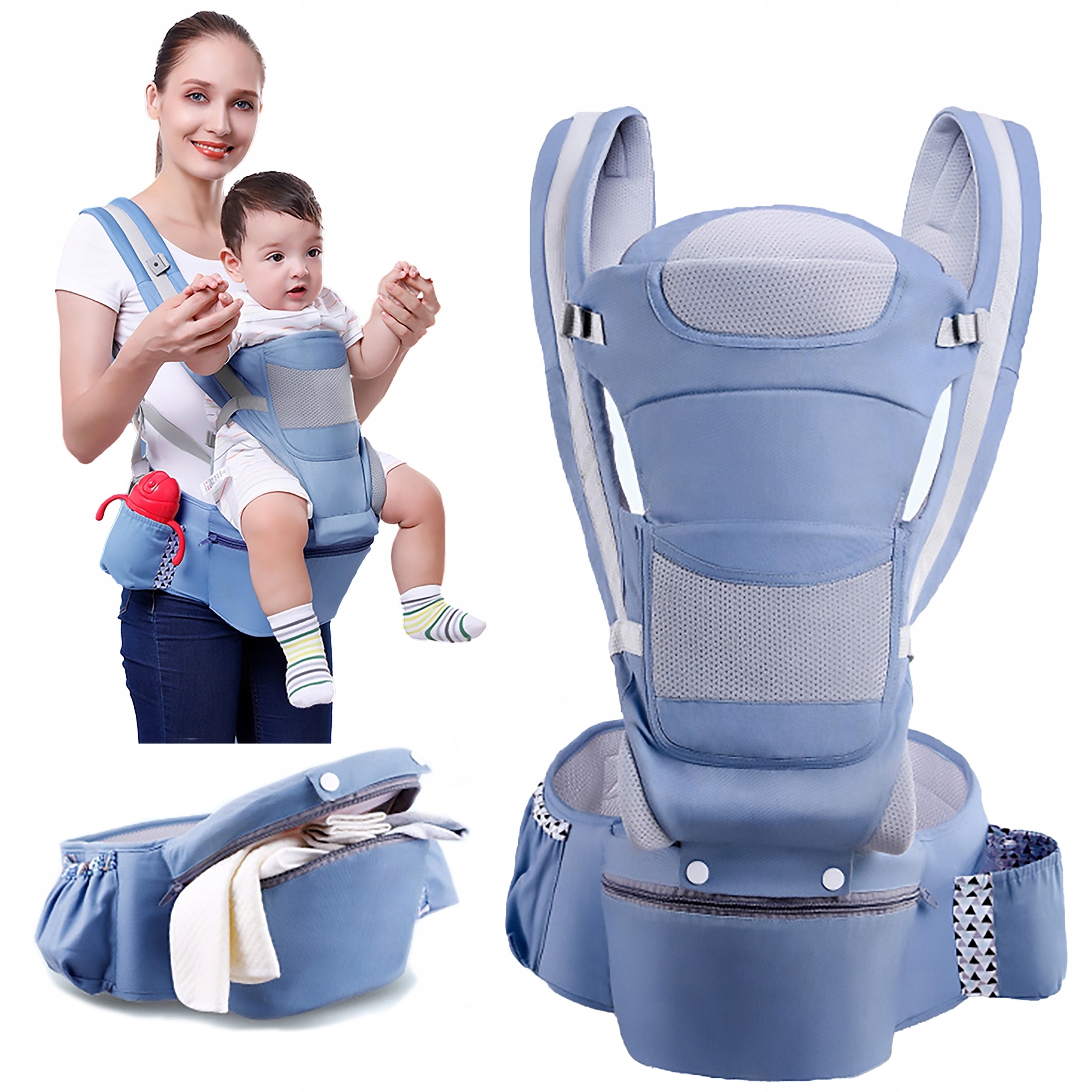 Nosidełko 15w1 dla dziecka ergonomiczne nosidło biodrowe 25KG siedzisko