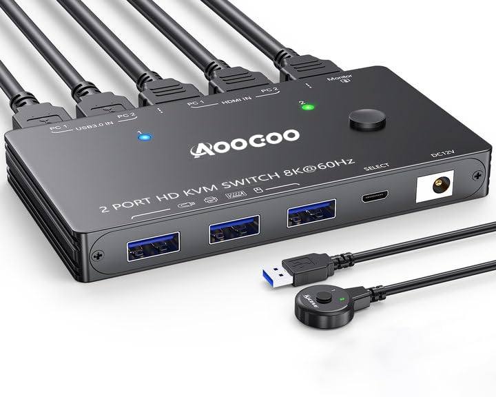 Prepínač Kvm Hdmi 8K pri 60 Hz, 4K pri 120 Hz s portom Usb 3.0