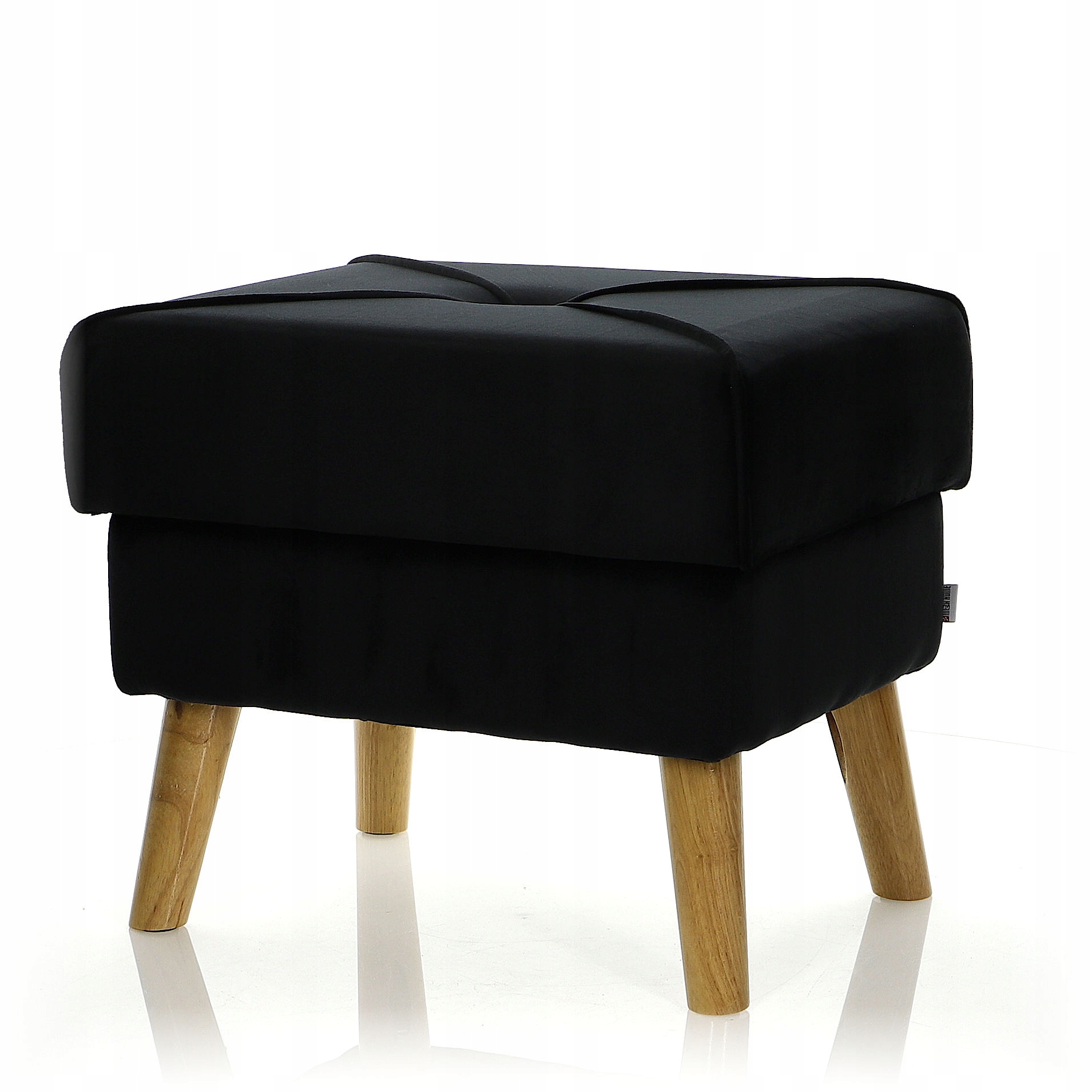 Pufa Welurowa Drewno Czarna Welur OTWIERANA 38cm Kolor obicia czarny