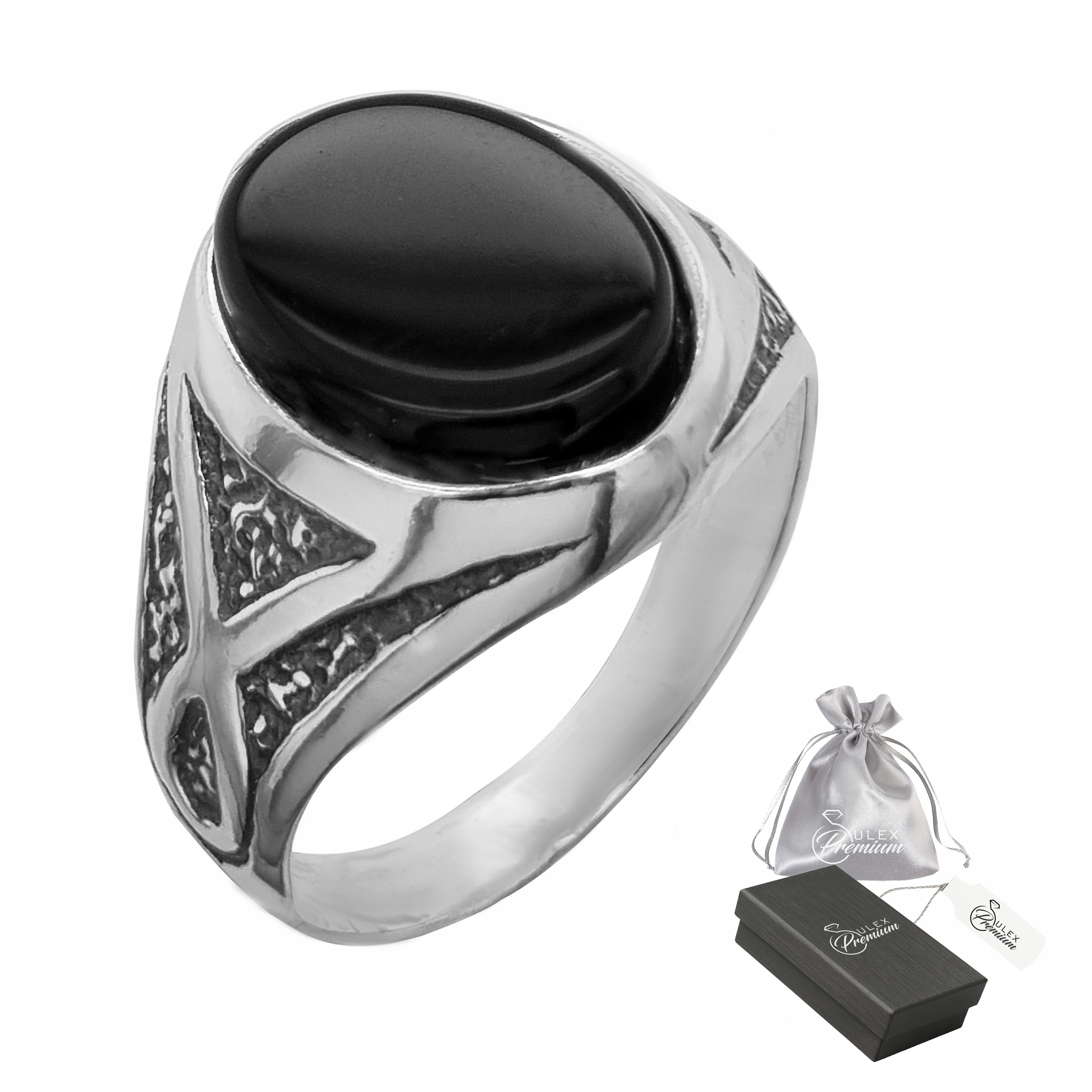 Stříbrný prsten ryzost 925 Elegantní prsten Ovál Černý pro něj vel.