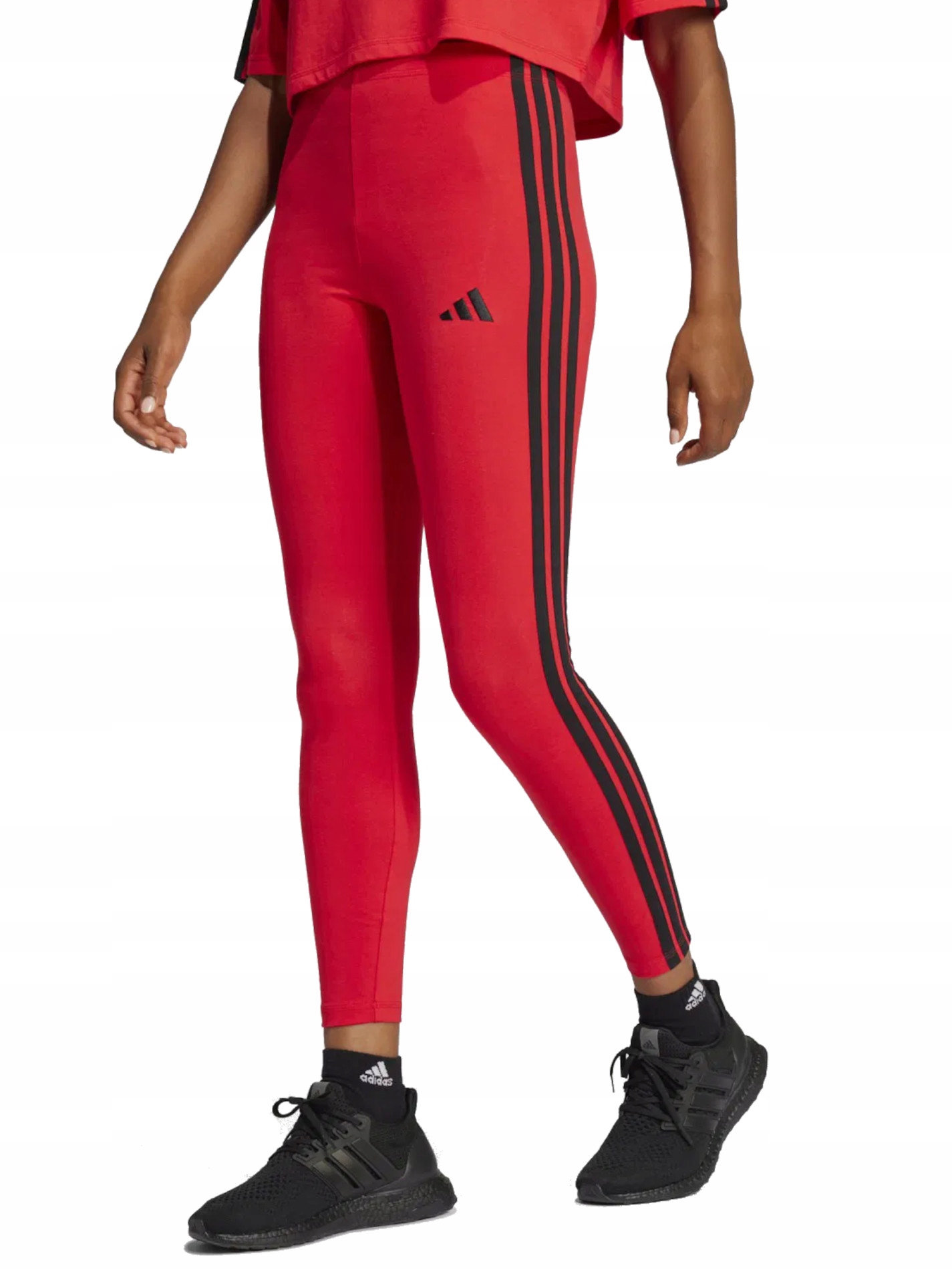Legíny Adidas Essentials 3-Stripes JE0078 bavlněné červené sportovní Xs