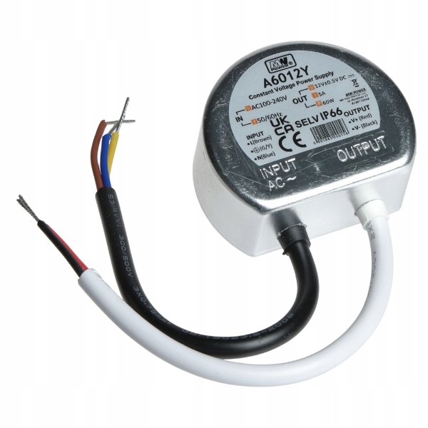 Zasilacz LED do puszki MW Power A6012Y | 12V 5A 60W IP66