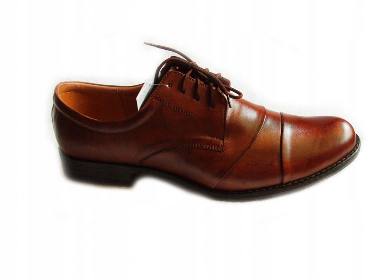 Skorzane Buty Meskie koniak szerokie Tęgosć H 41