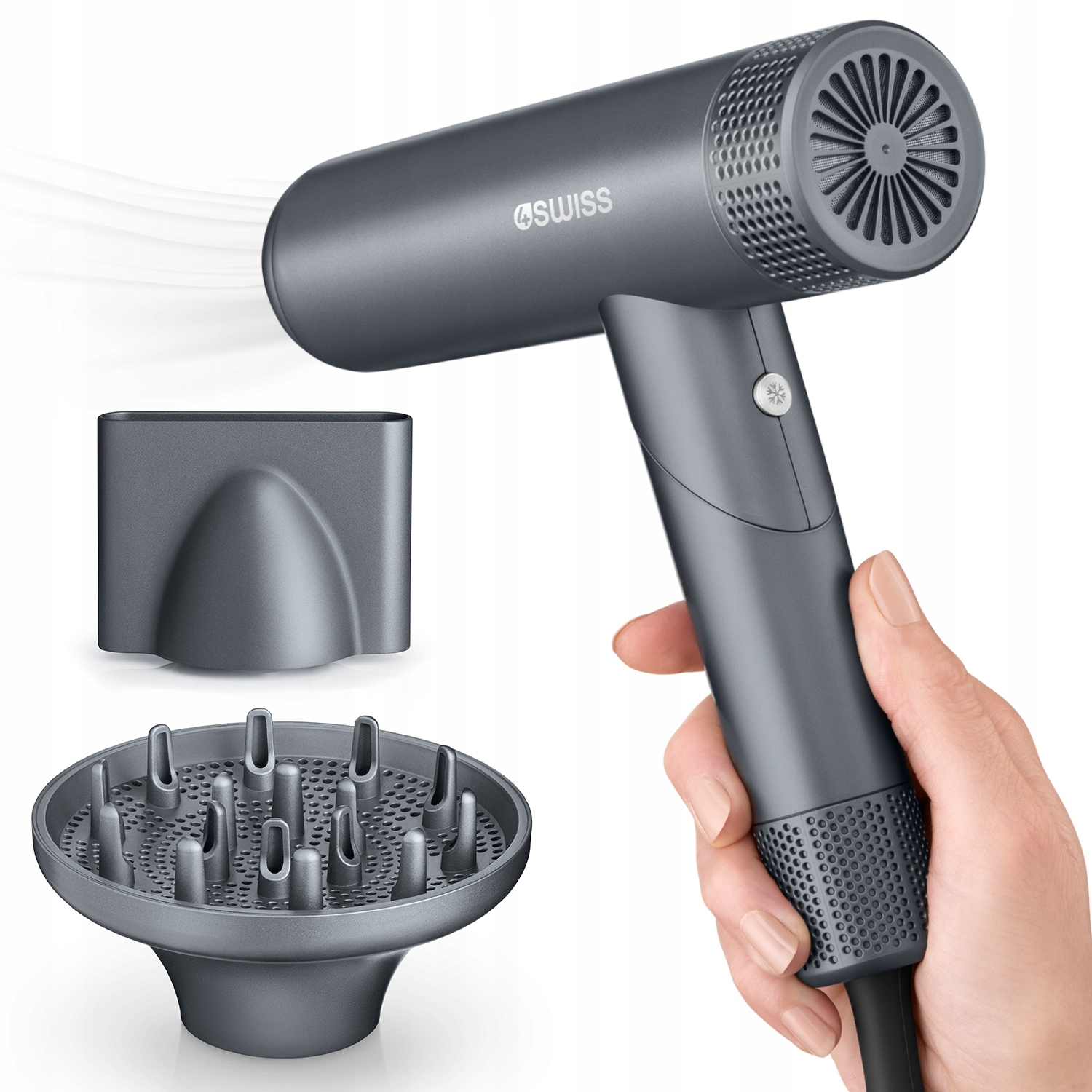 Suszarka do Włosów Składana 4Swiss AirPower Jonizacja Dyfuzor 1700 W Cicha