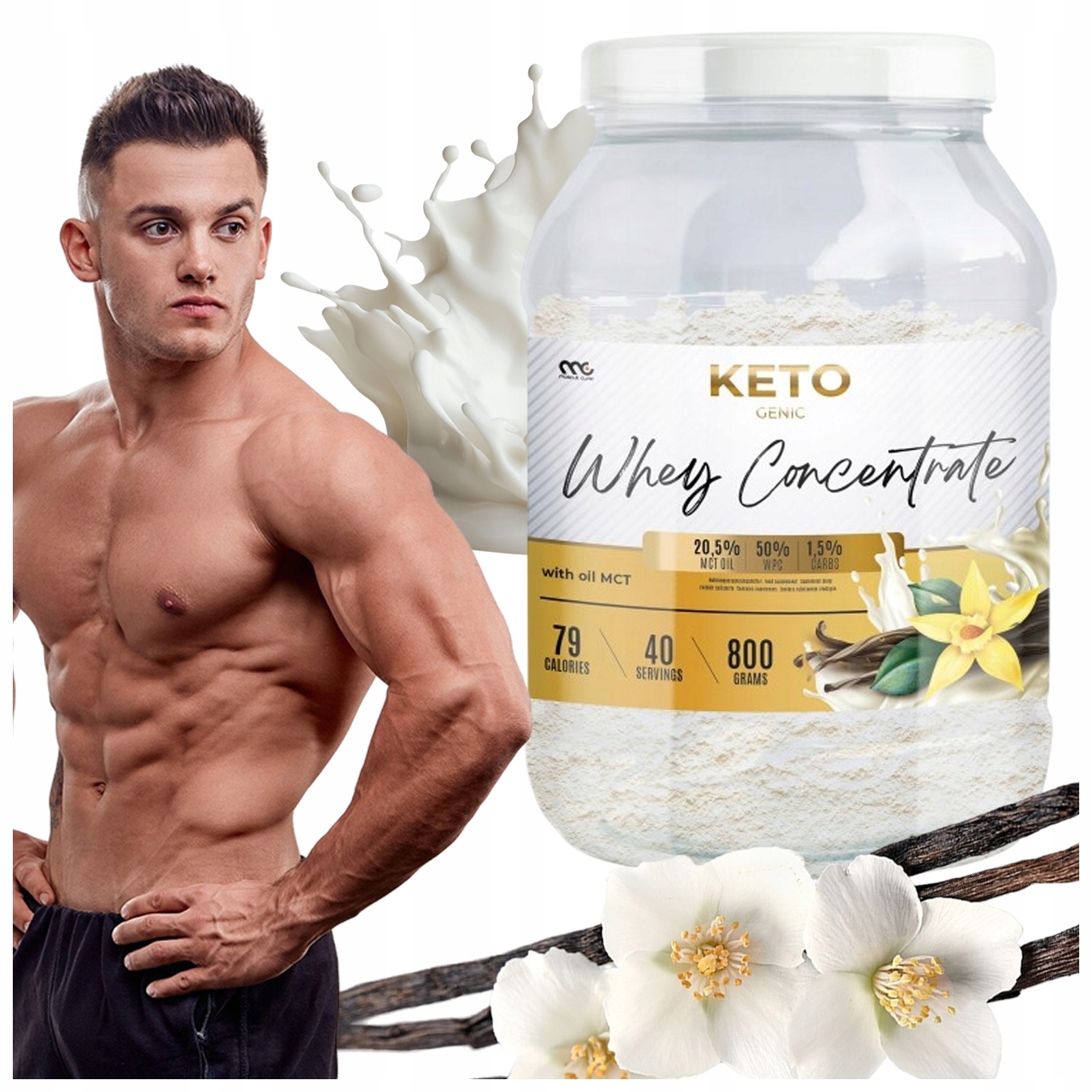 Muscle Clinic Keto Whey Concentrate Koktejl Mct Olej Vitamíny Vanilka 800 G