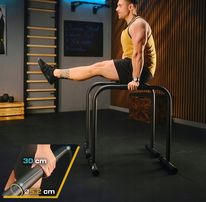 PORĘCZE WIELOFUNKCYJNE DO ĆWICZEŃ DIPÓW POMPEK NA PORĘCZACH 81CM DO 200KG Model PORĘCZE TRENINGOWE DO DIPÓW POMPEK ĆWICZEŃ